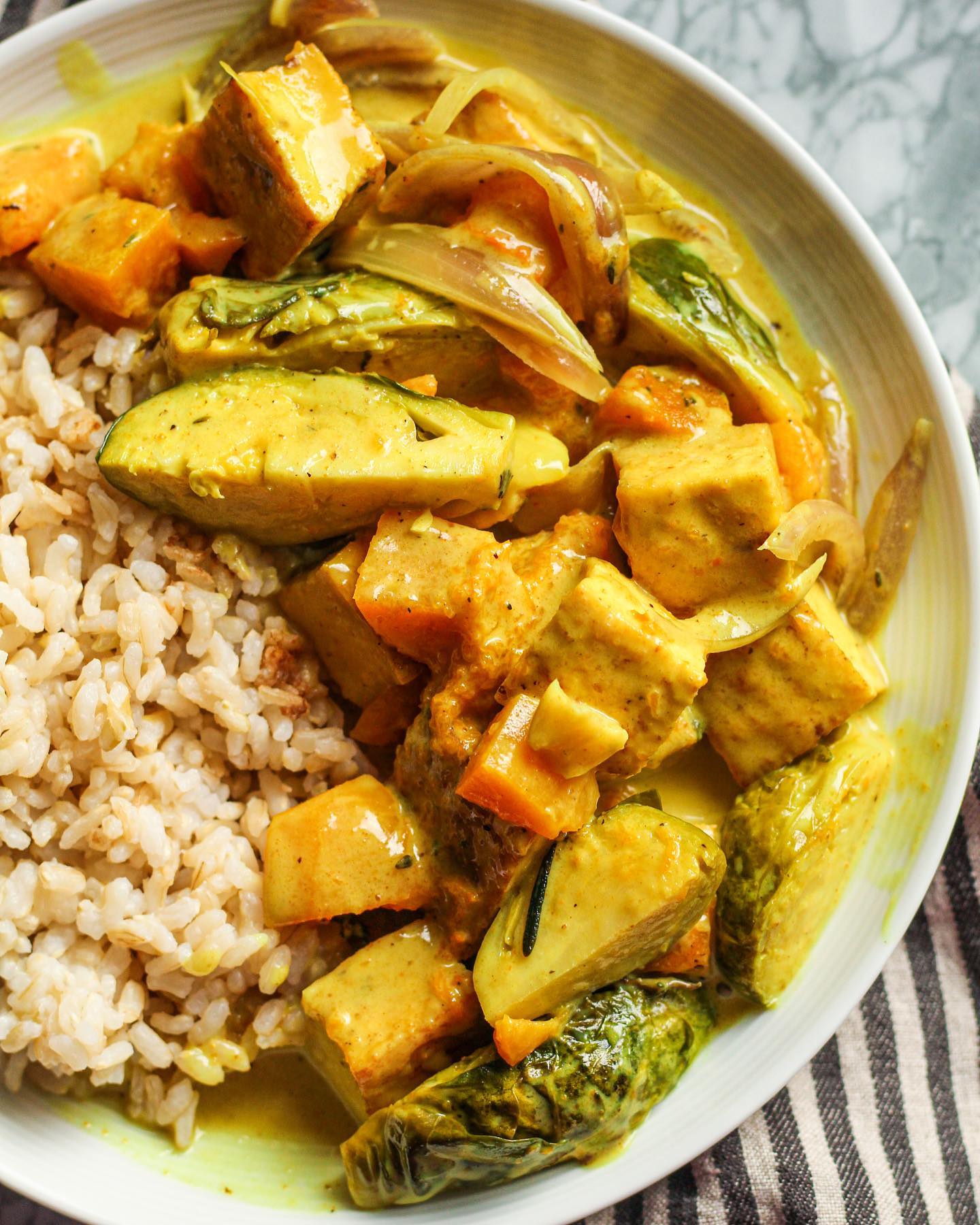 Curried Coconut Baked Tofu and Veggies