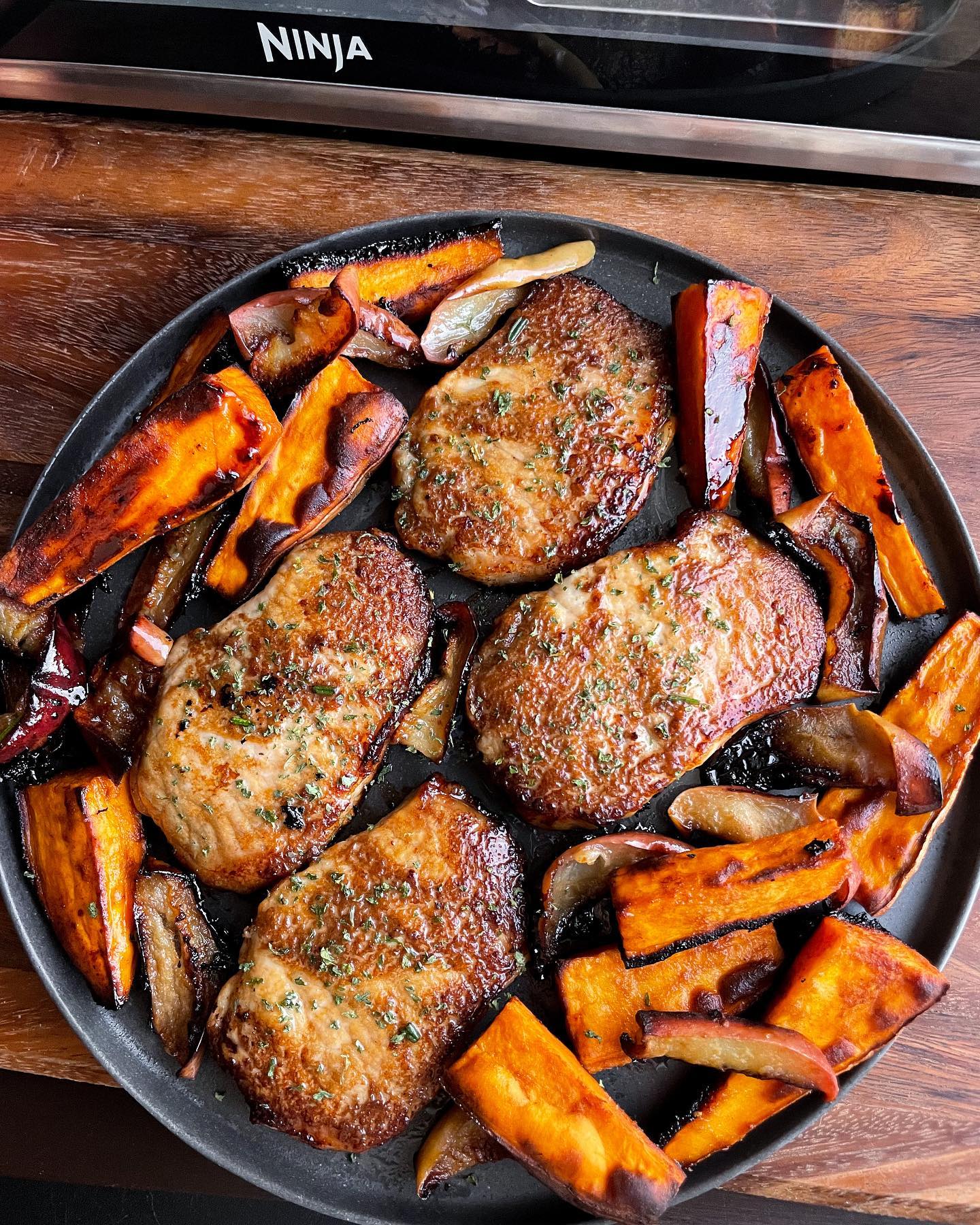 Sheet Pan Pork Chops with Sweet Potatoes and Apples