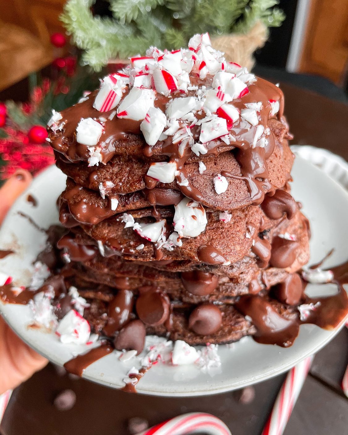 Festive Peppermint Mocha Pancakes
