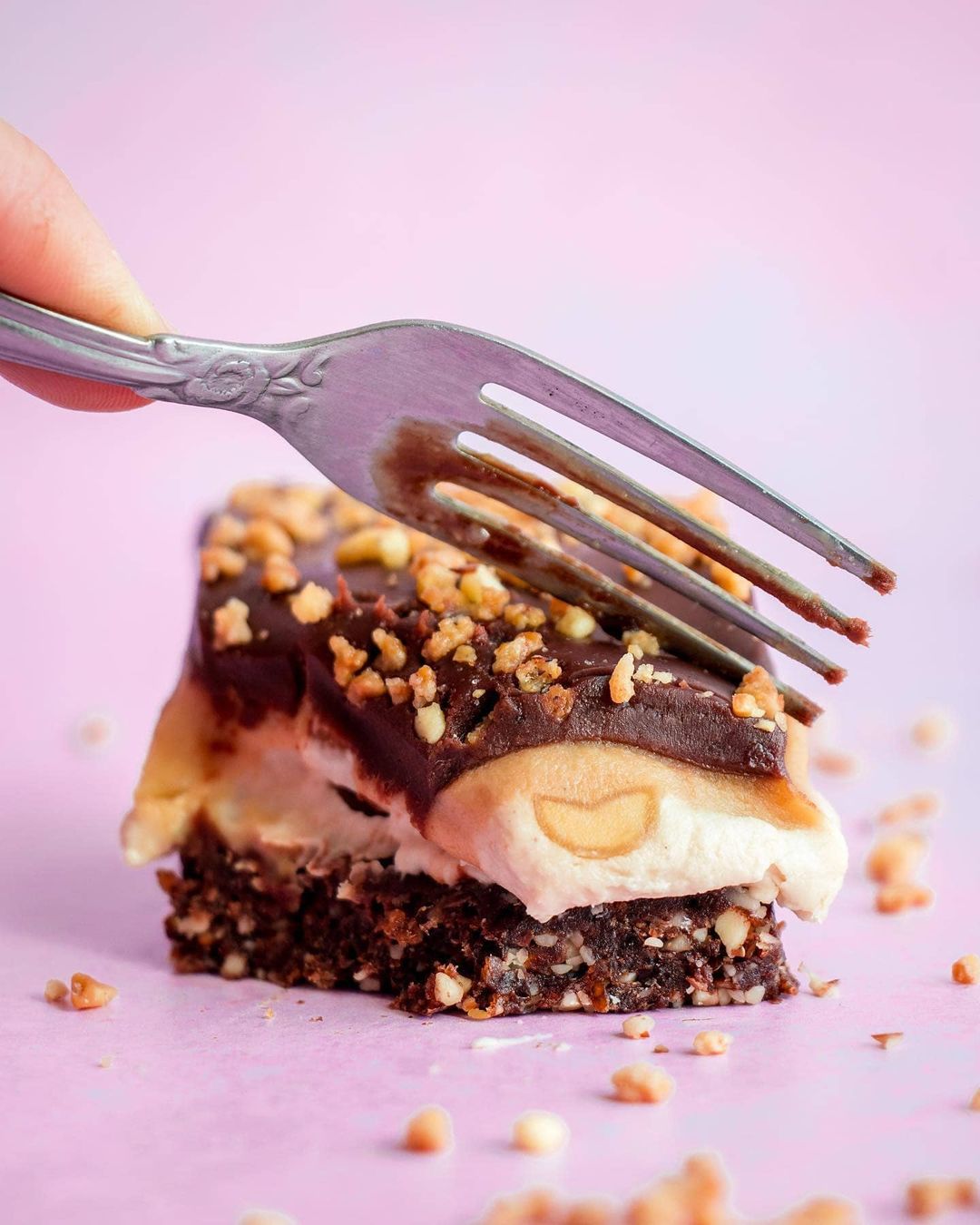 Layered Nougat Crisp Vegan Bars