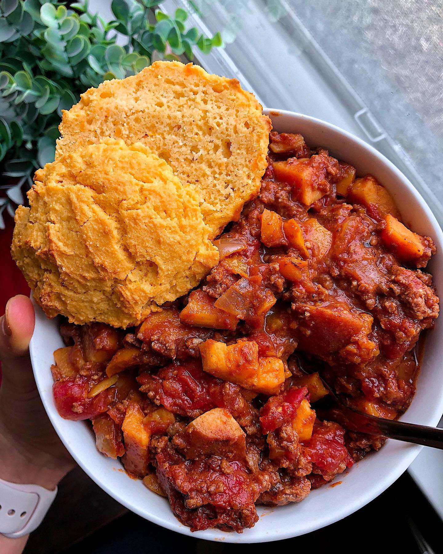 Paleo Chili with Sweet Potato Biscuits