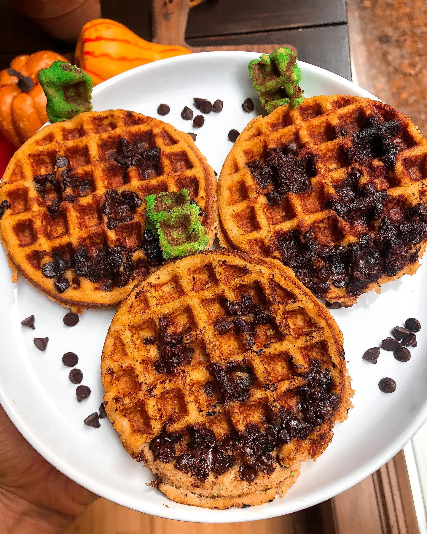 Pumpkin Jack-O-Lantern Mini Waffles 🧇🎃
