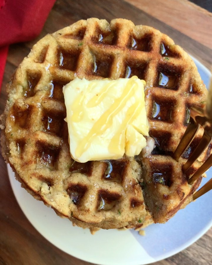 Zucchini Banana Bread Waffles