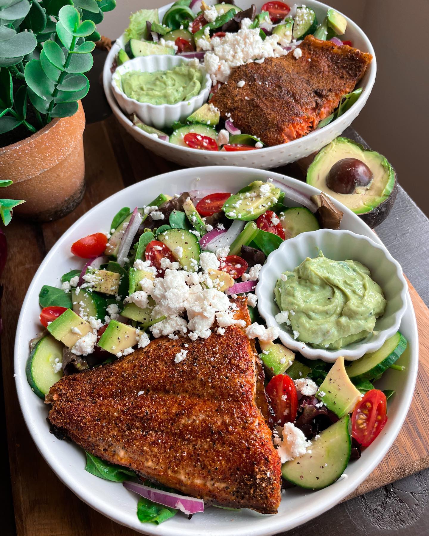 Salmon Salads with Green Goddess Dressing