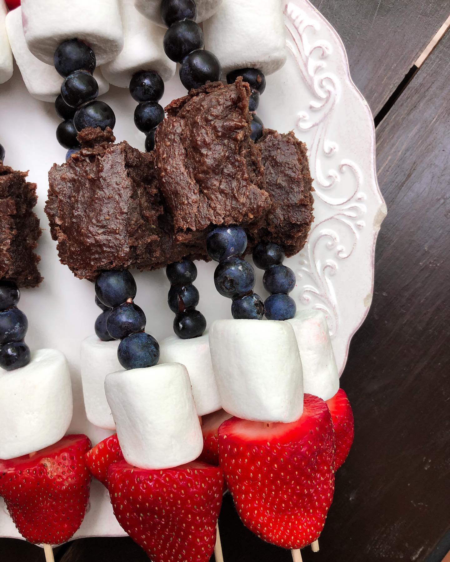 Vegan Brownie Fruit Skewers