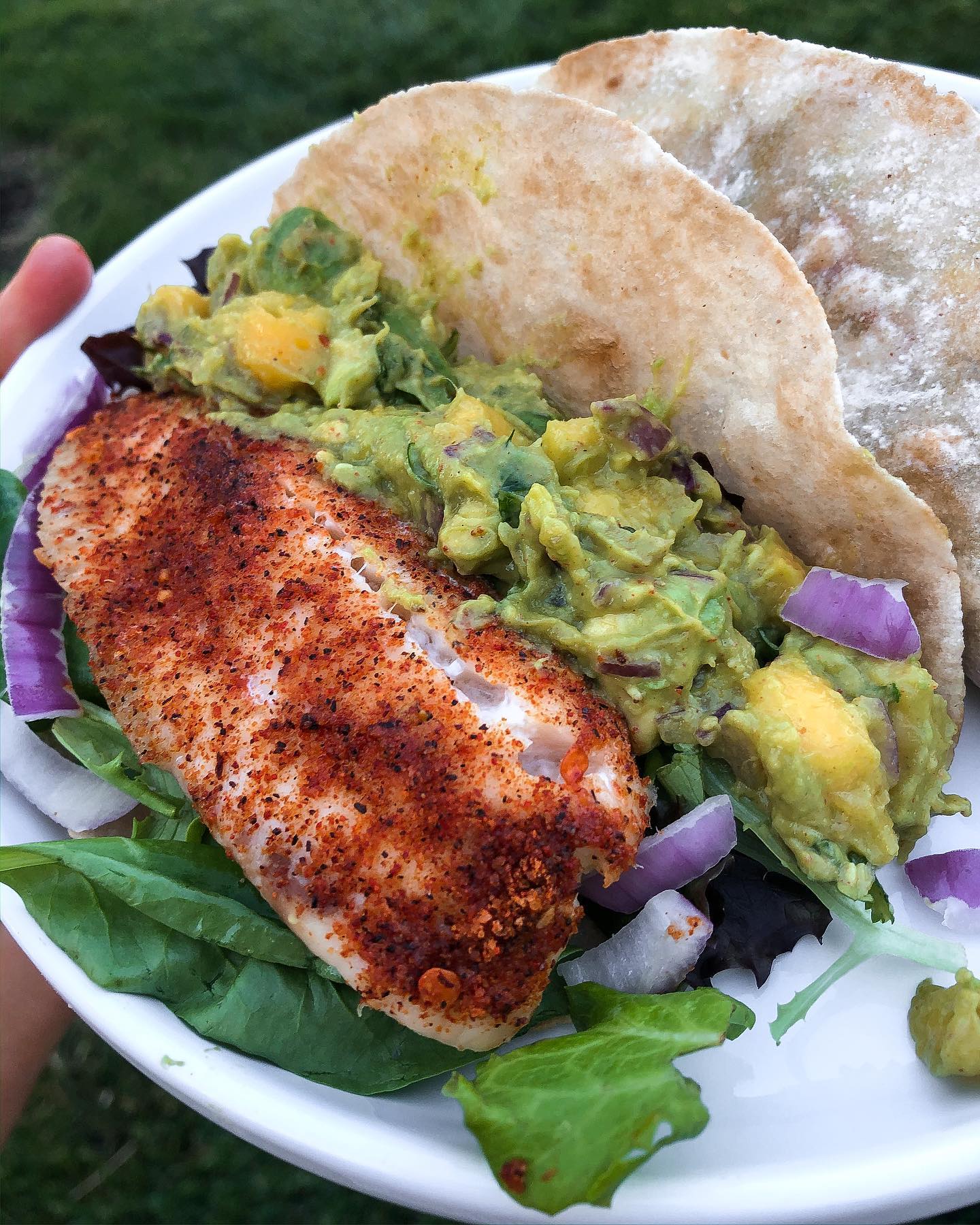 Cajun Fish Tacos with Mango Guacamole