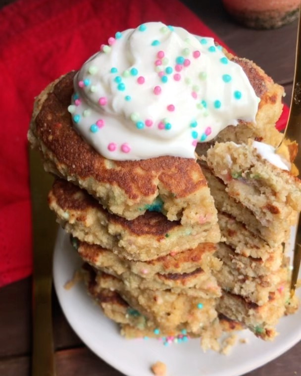 Gluten-Free Paleo Birthday Cake Pancakes