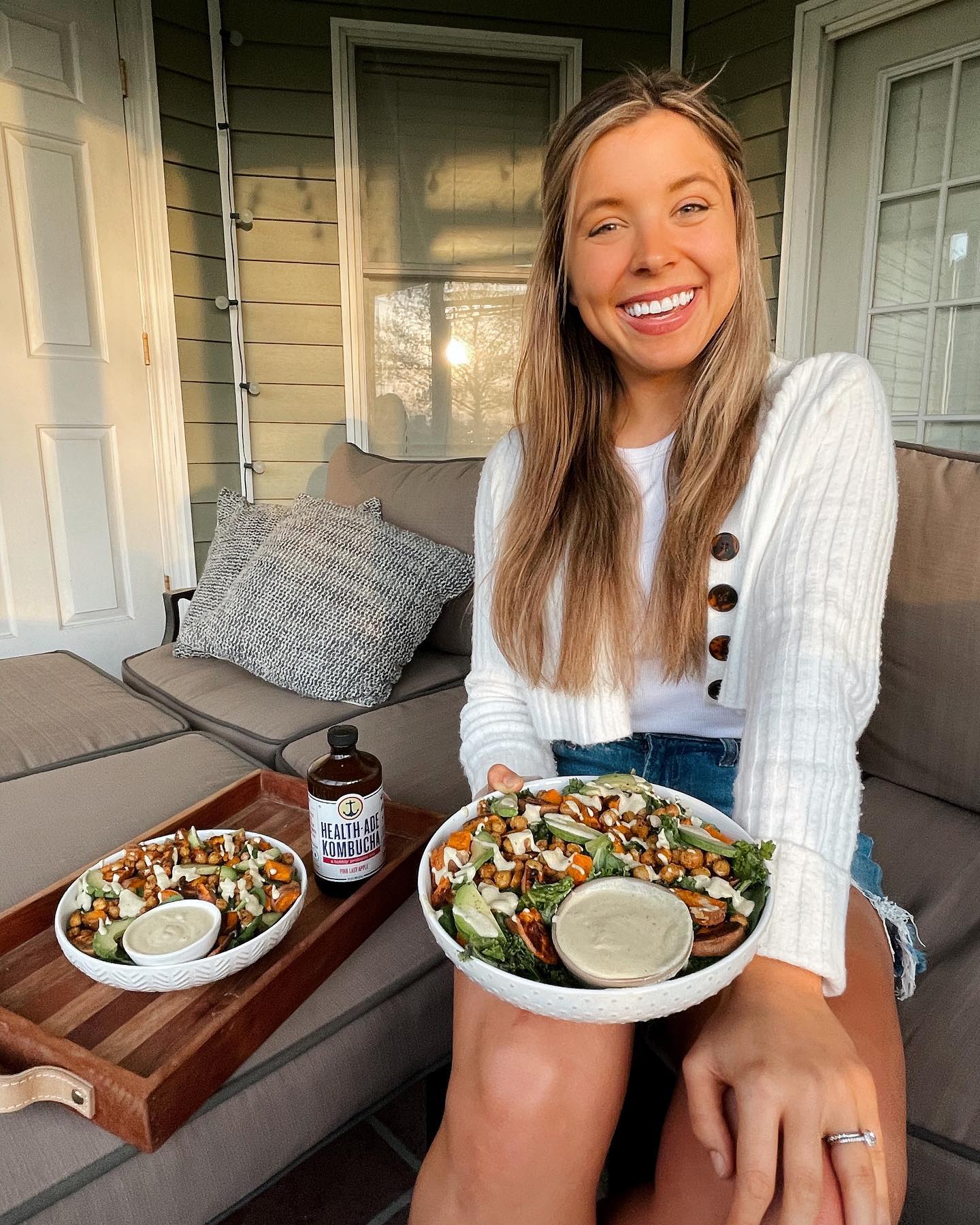Vegan Caesar Salad with Roasted Chickpeas & Sweet Potatoes