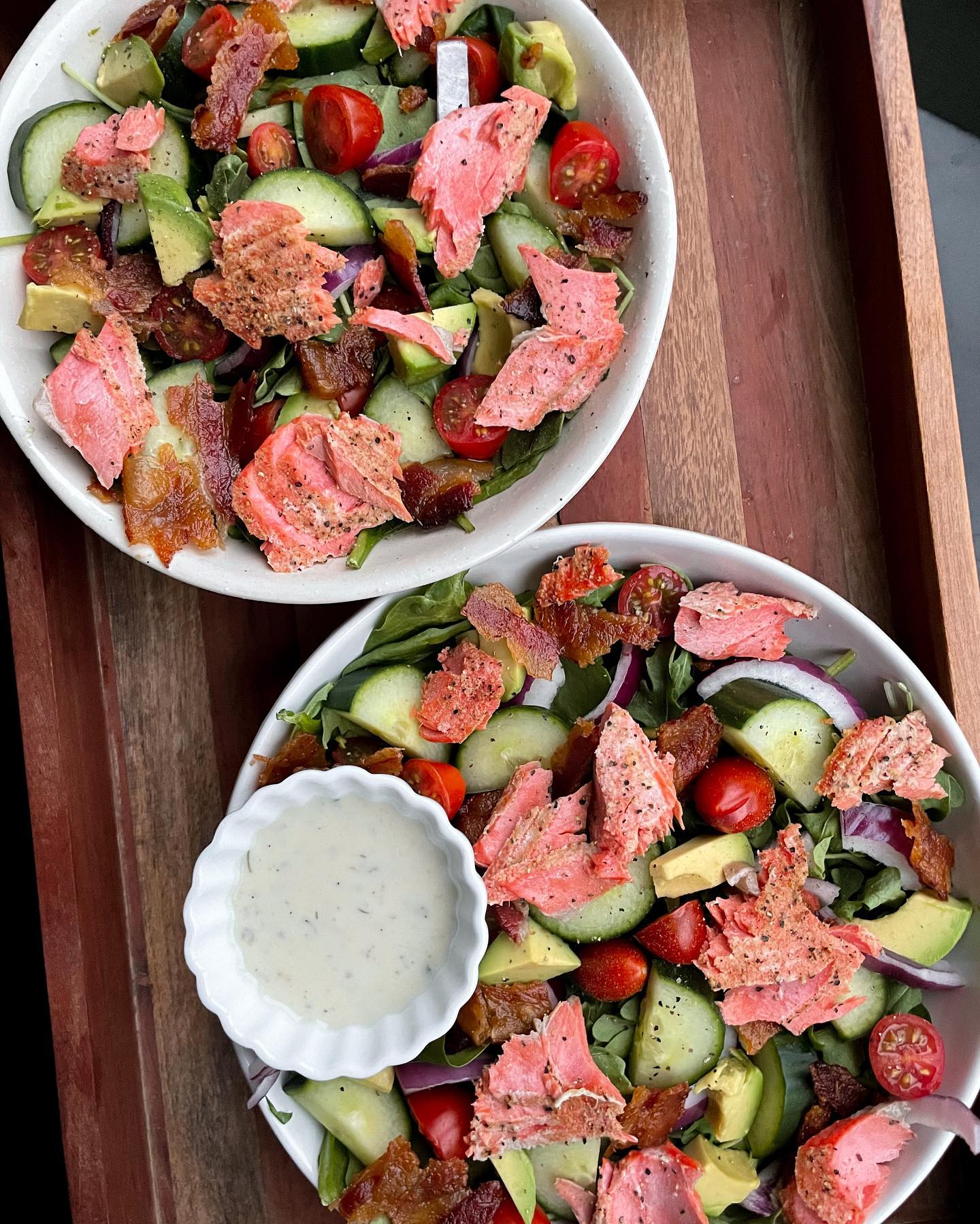 Salmon Blt Salad with Fresh Vegetables