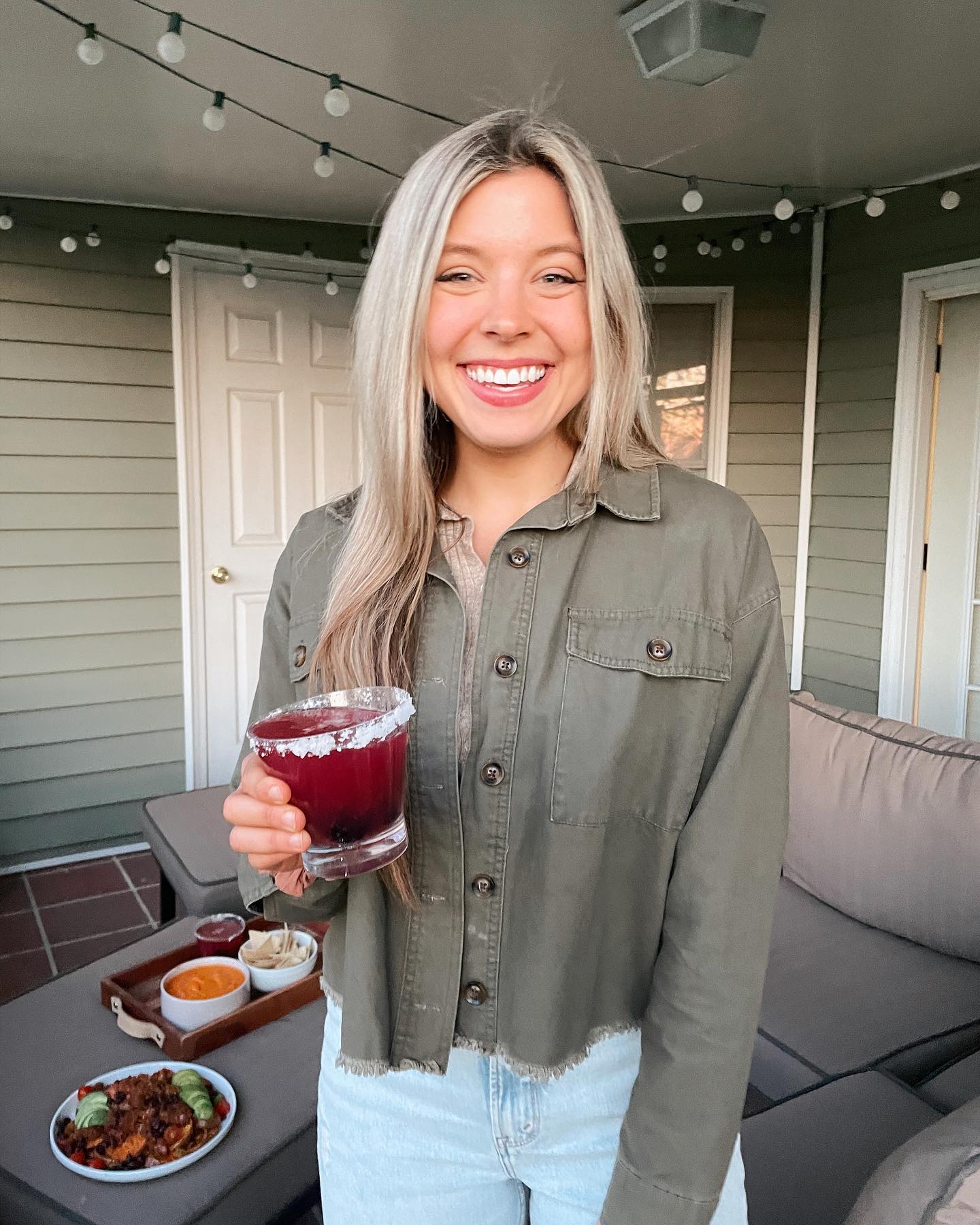 Blackberry Margarita Smash and Vegan Nachos with Queso