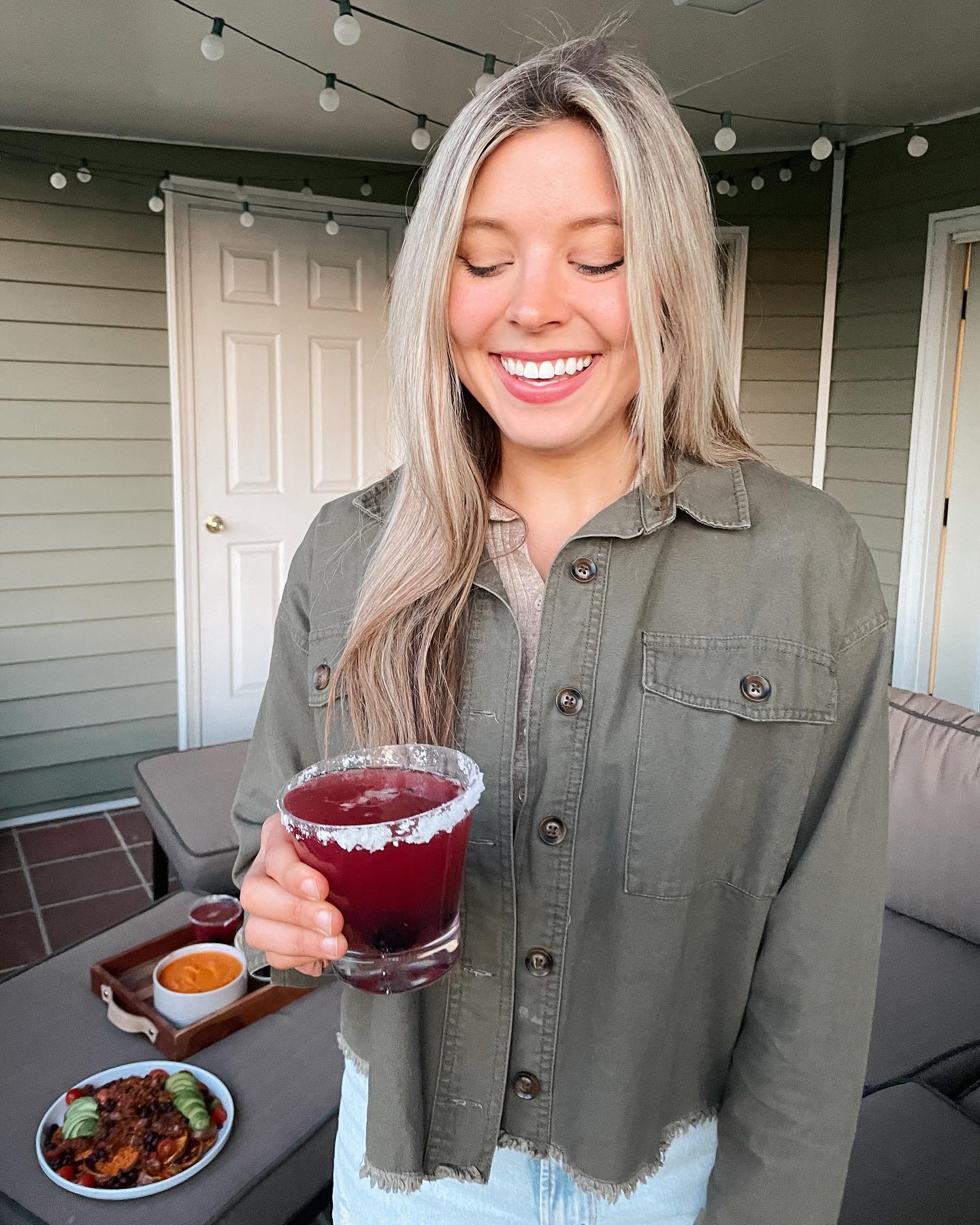 Blackberry Margarita Smash and Vegan Nachos with Queso