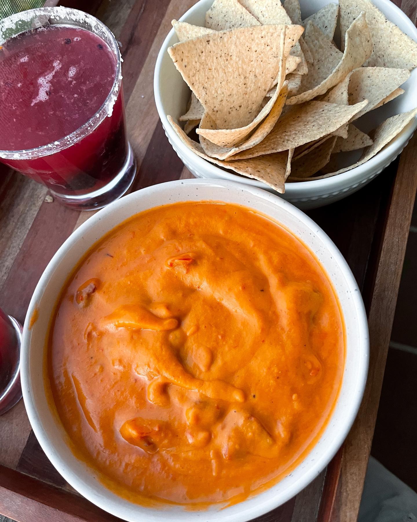 Blackberry Margarita Smash and Vegan Nachos with Queso