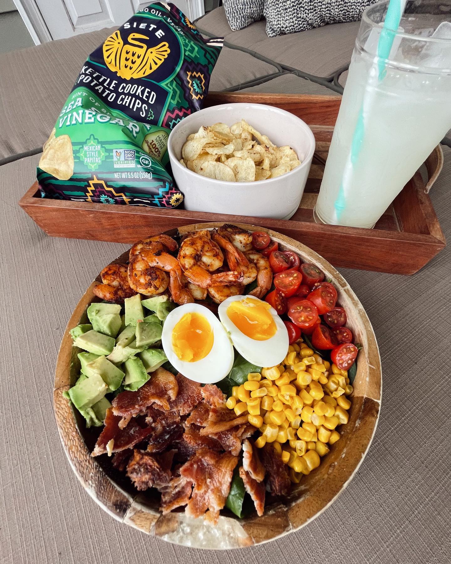 Shrimp Cobb Salads with Avocado Dressing