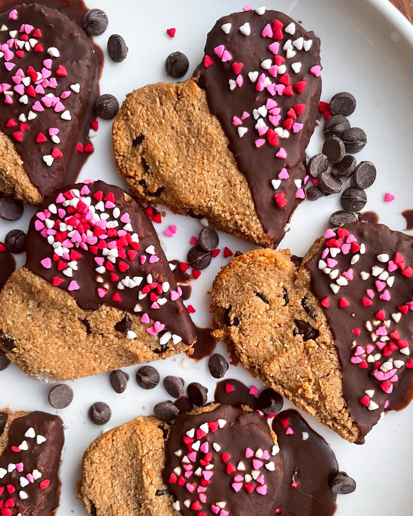 Vegan & Gluten-Free Heart-Shaped Chocolate Chip Cookies