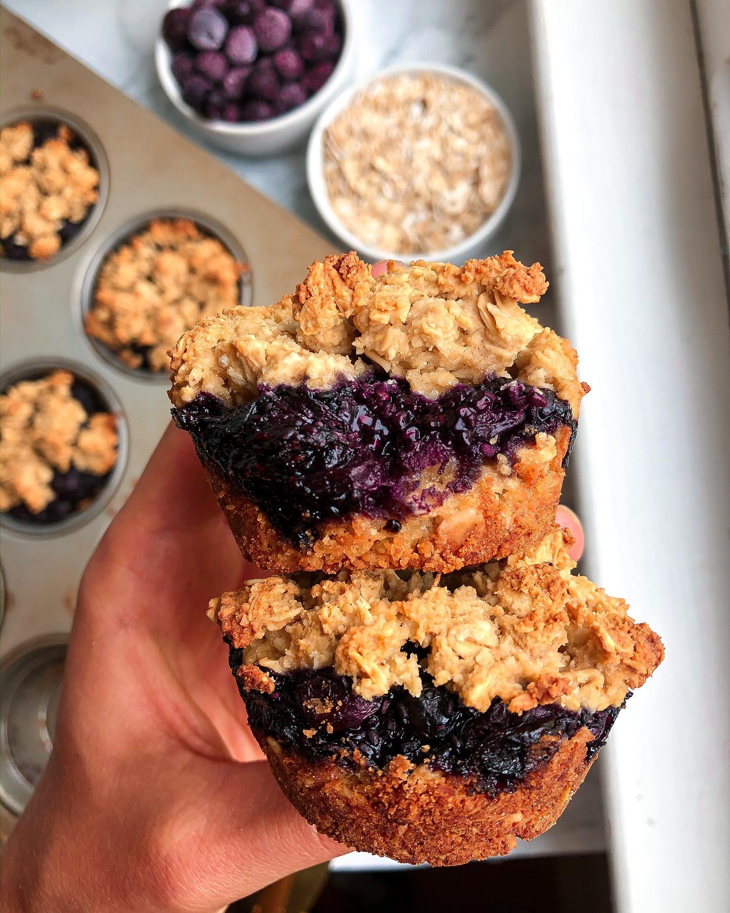 Gluten-Free Vegan Blueberry Crumble Muffins