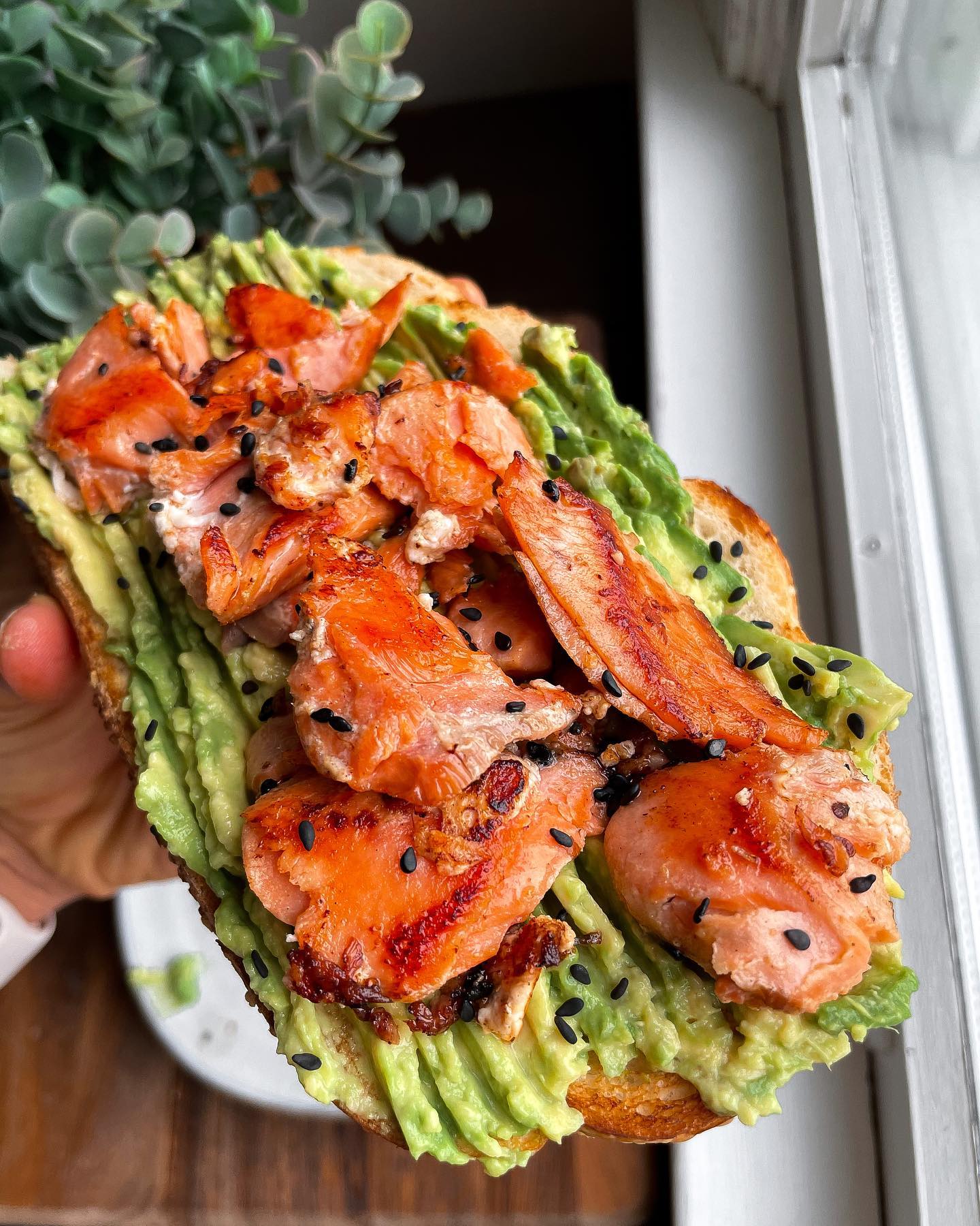 Crispy Sautéed Salmon Avocado Toast