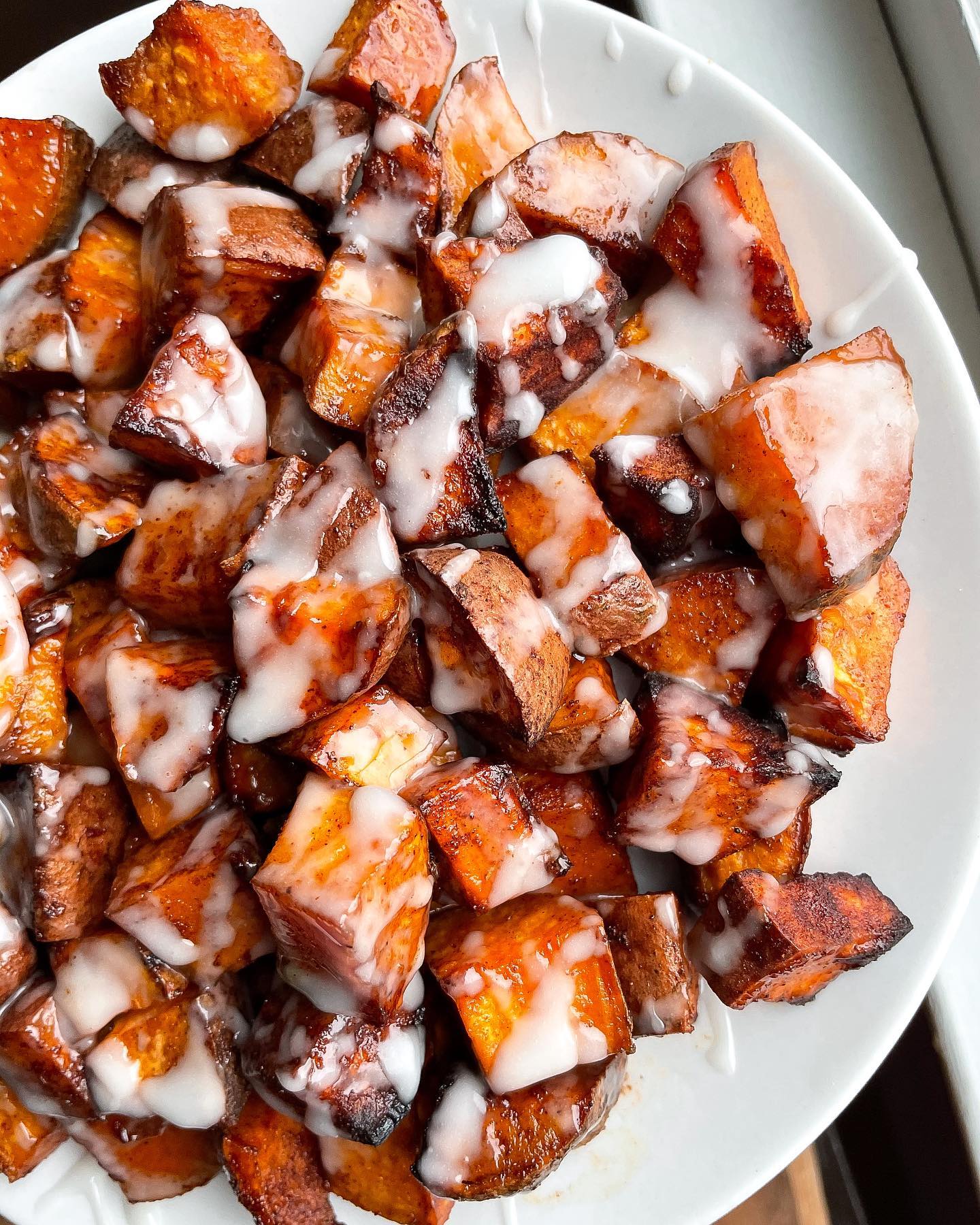 Air Fryer Cinnamon Roll Sweet Potatoes