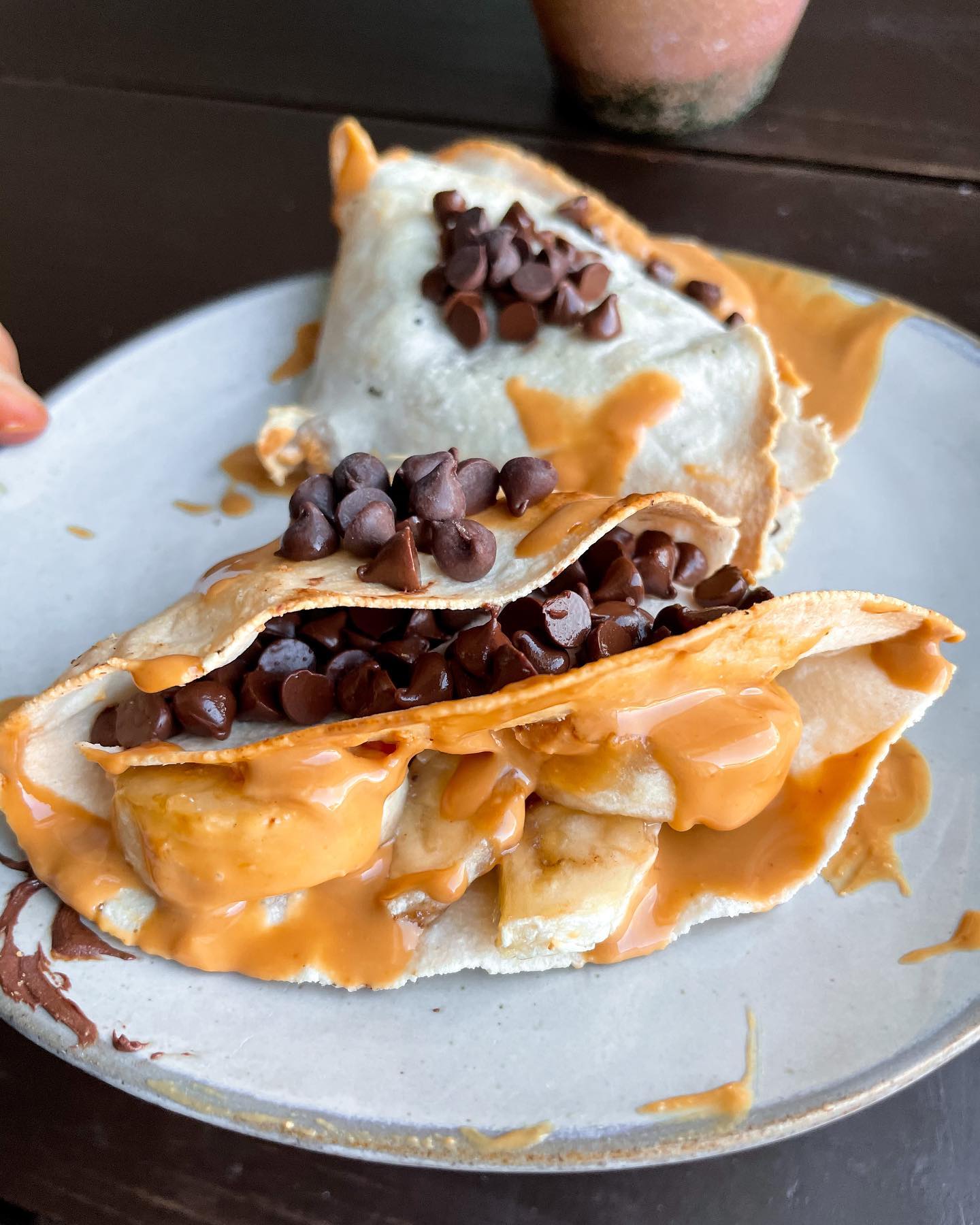 Air-Fried Peanut Butter Banana Chocolate Wrap