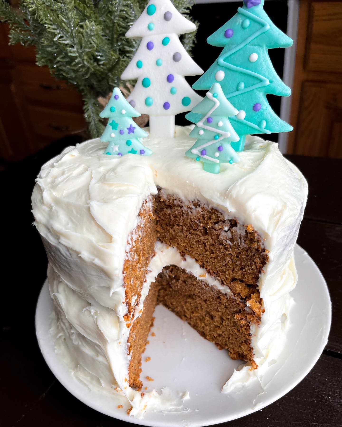 Gluten Free Gingerbread Cake with Vanilla and Gingerbread Layers