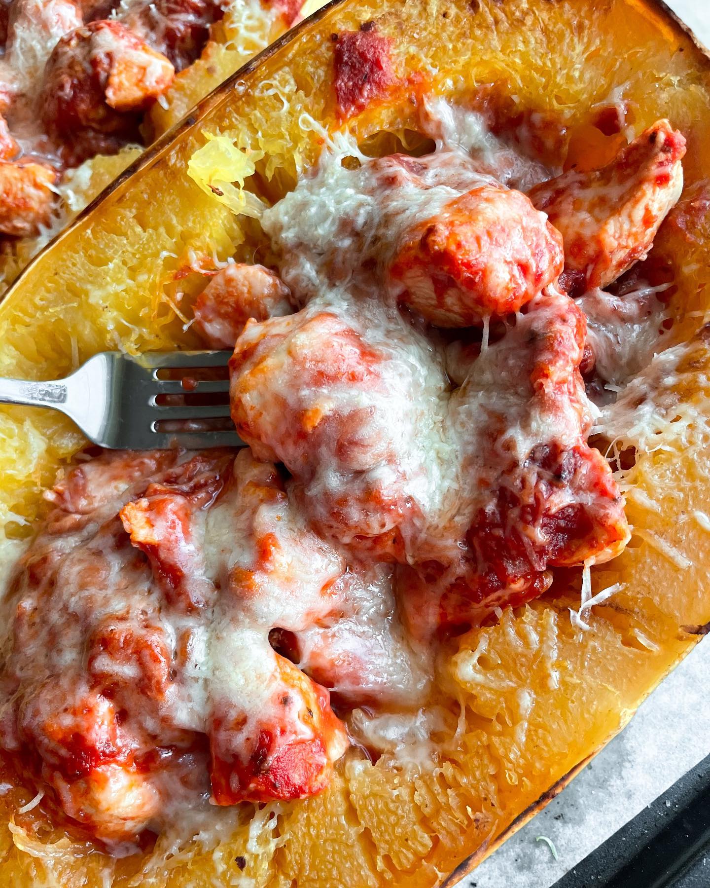 Chicken Parmesan Stuffed Spaghetti Squash