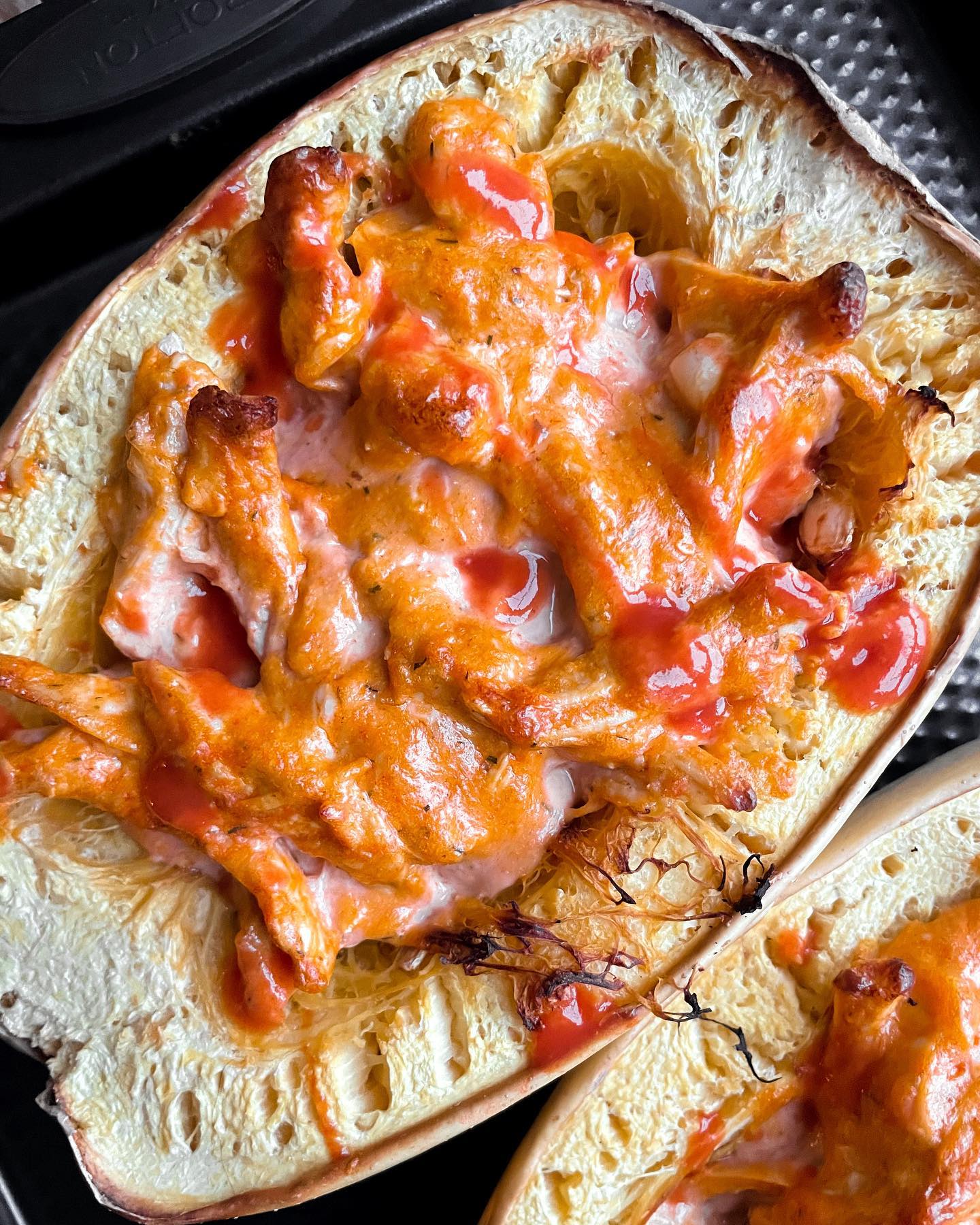 Buffalo Chicken Dip Stuffed Spaghetti Squash