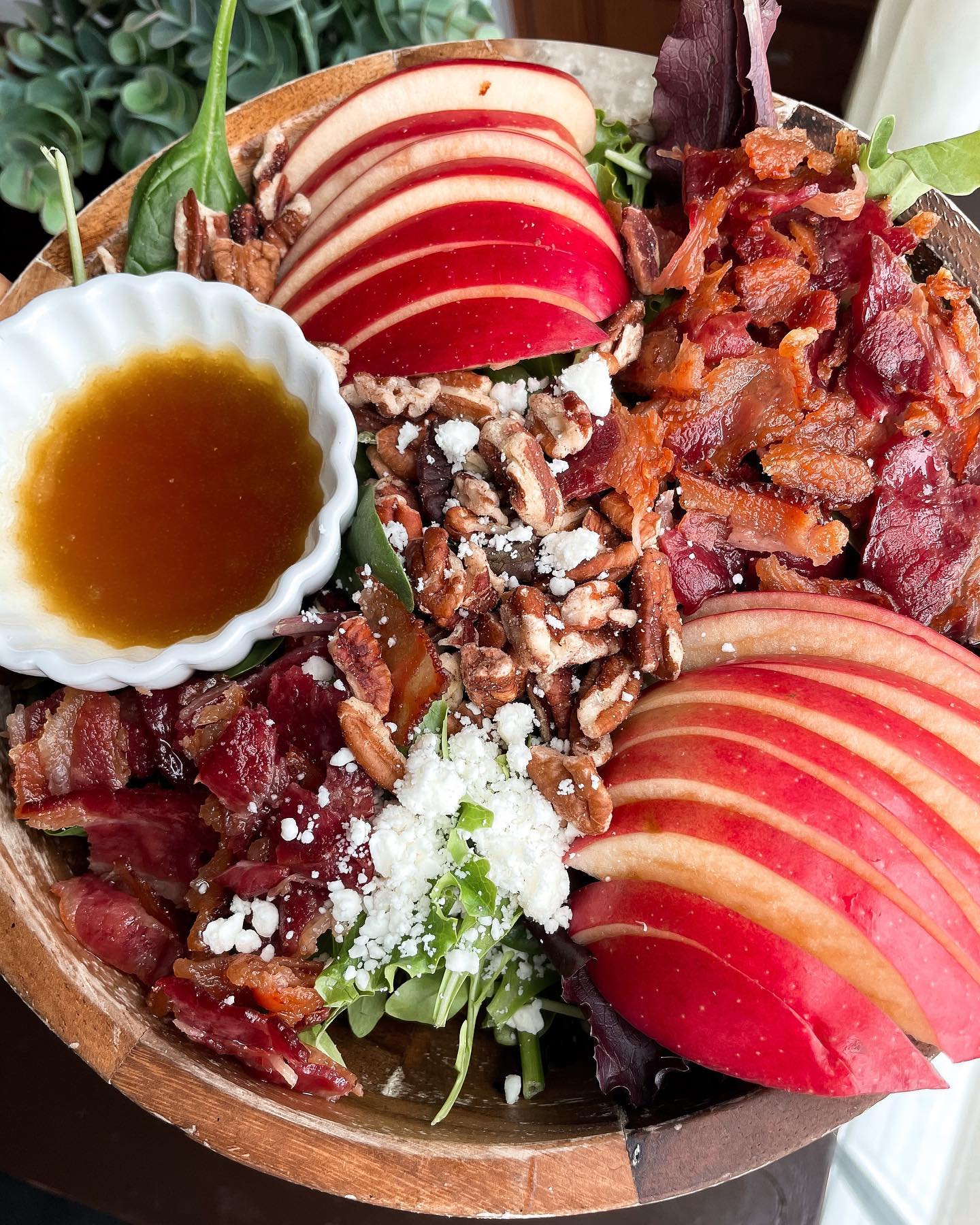 Pecan Apple Bacon Salad with Maple Dressing