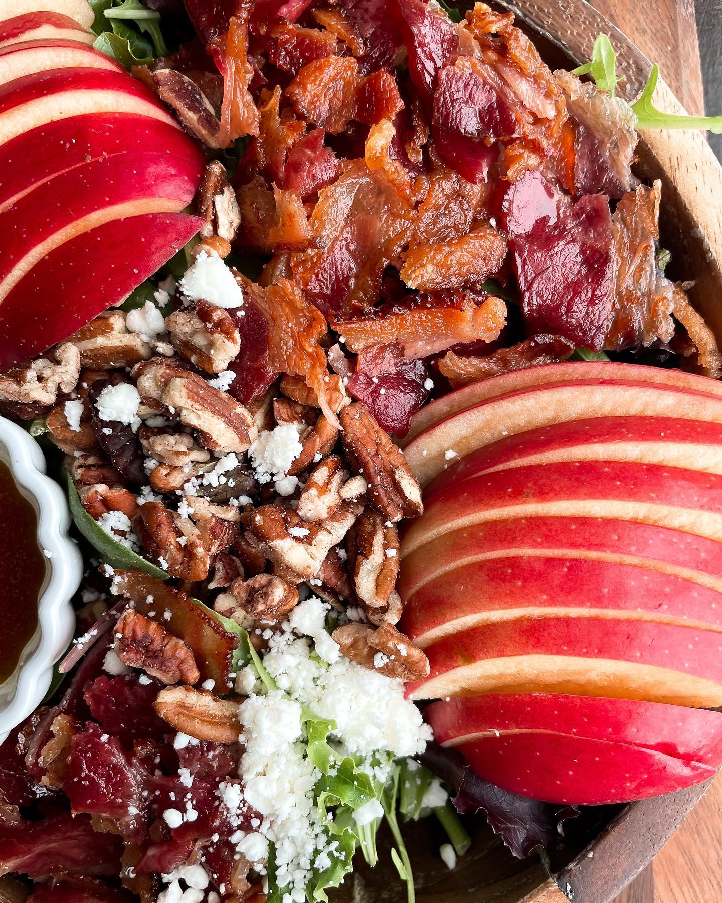 Pecan Apple Bacon Salad with Maple Dressing