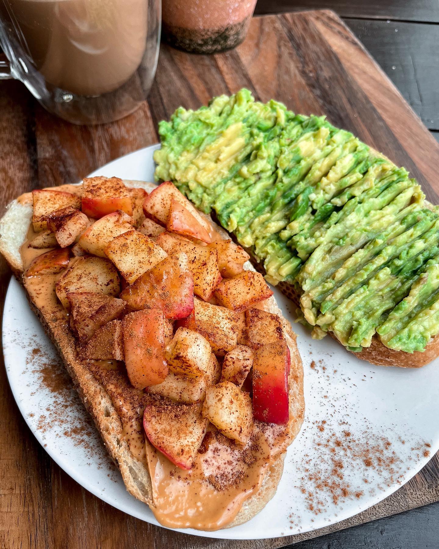 Peanut Butter and Sautéed Apple Toast with Avocado