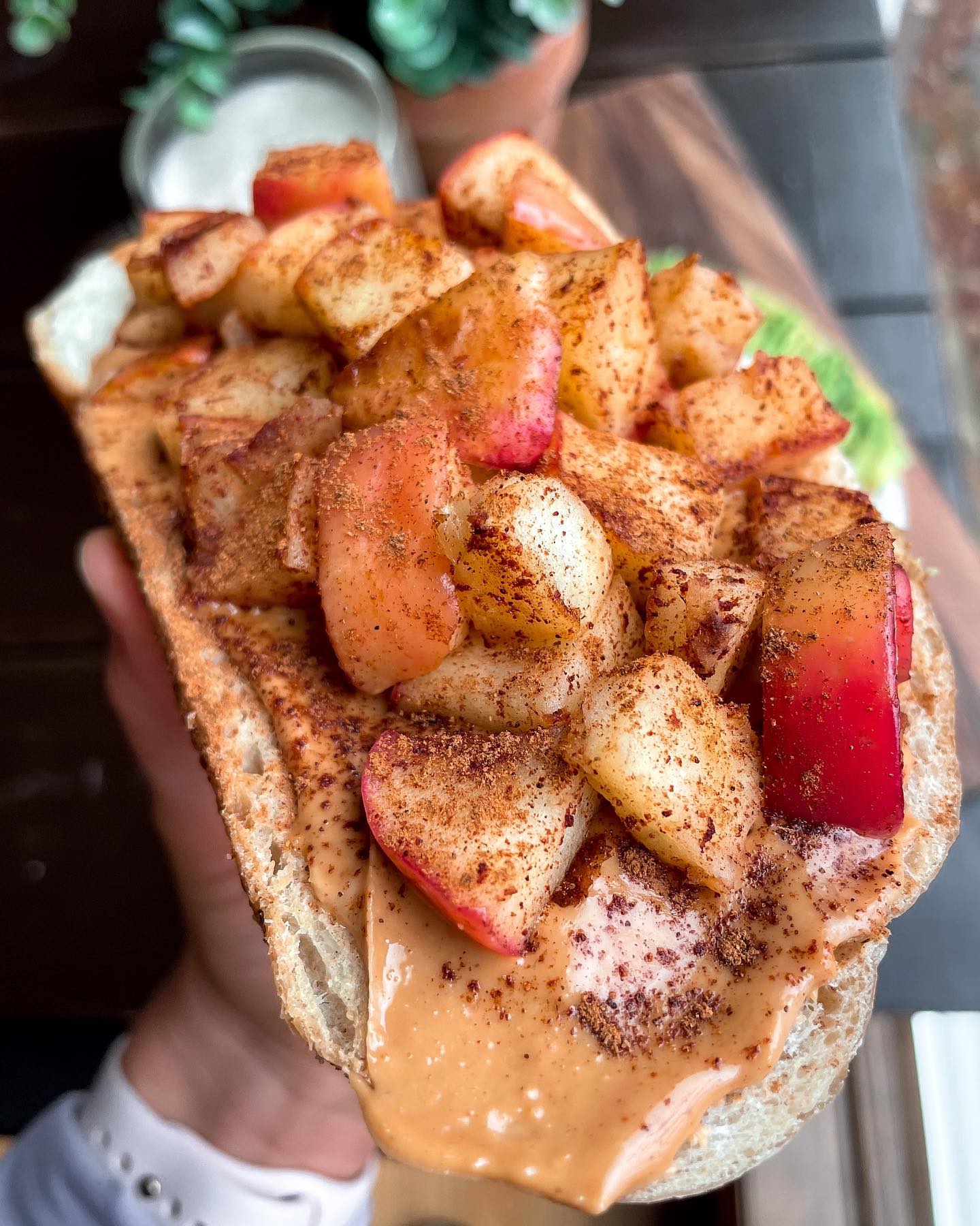 Peanut Butter and Sautéed Apple Toast with Avocado