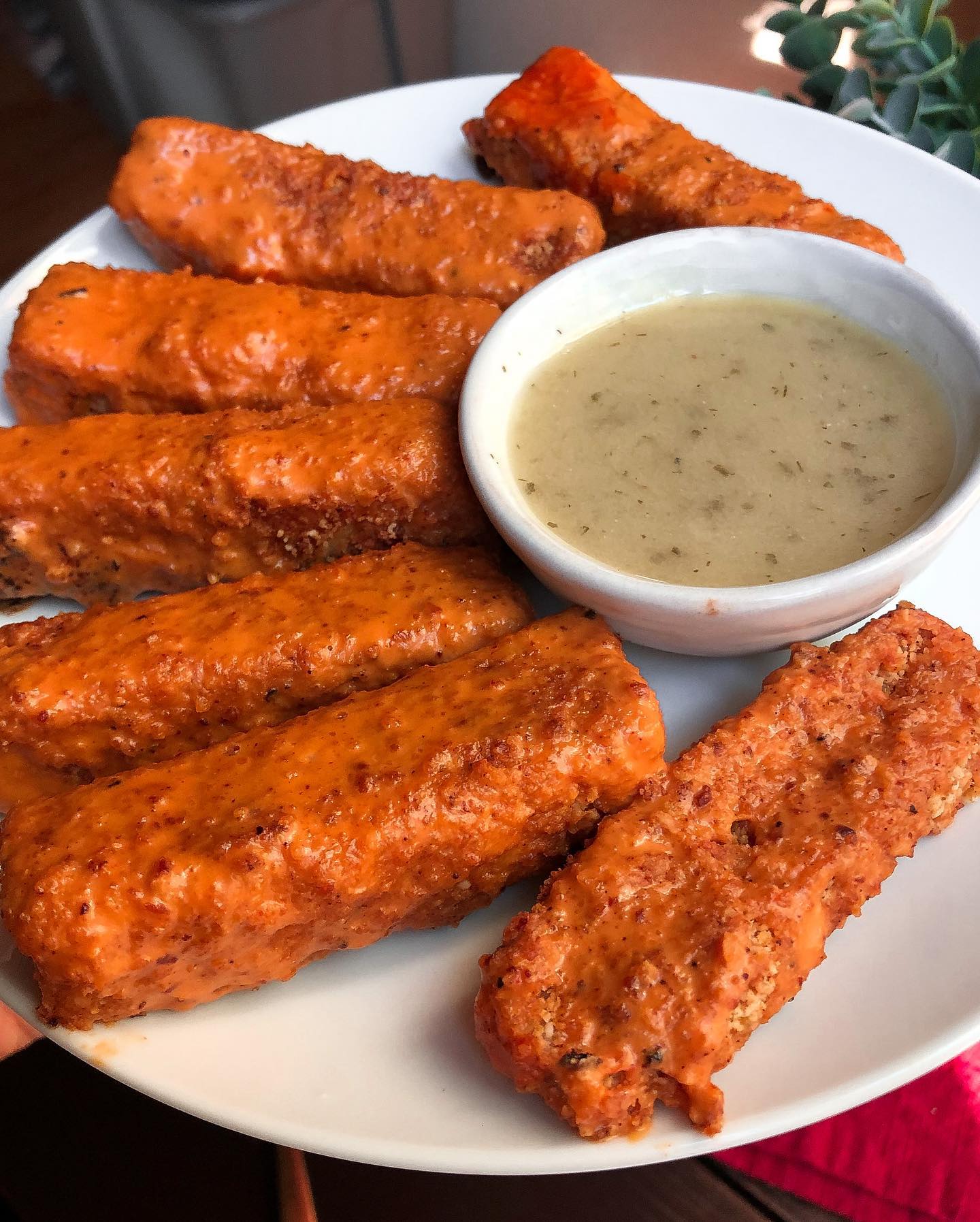 Crispy Tofu "Chicken" Fingers with Buffalo Sauce