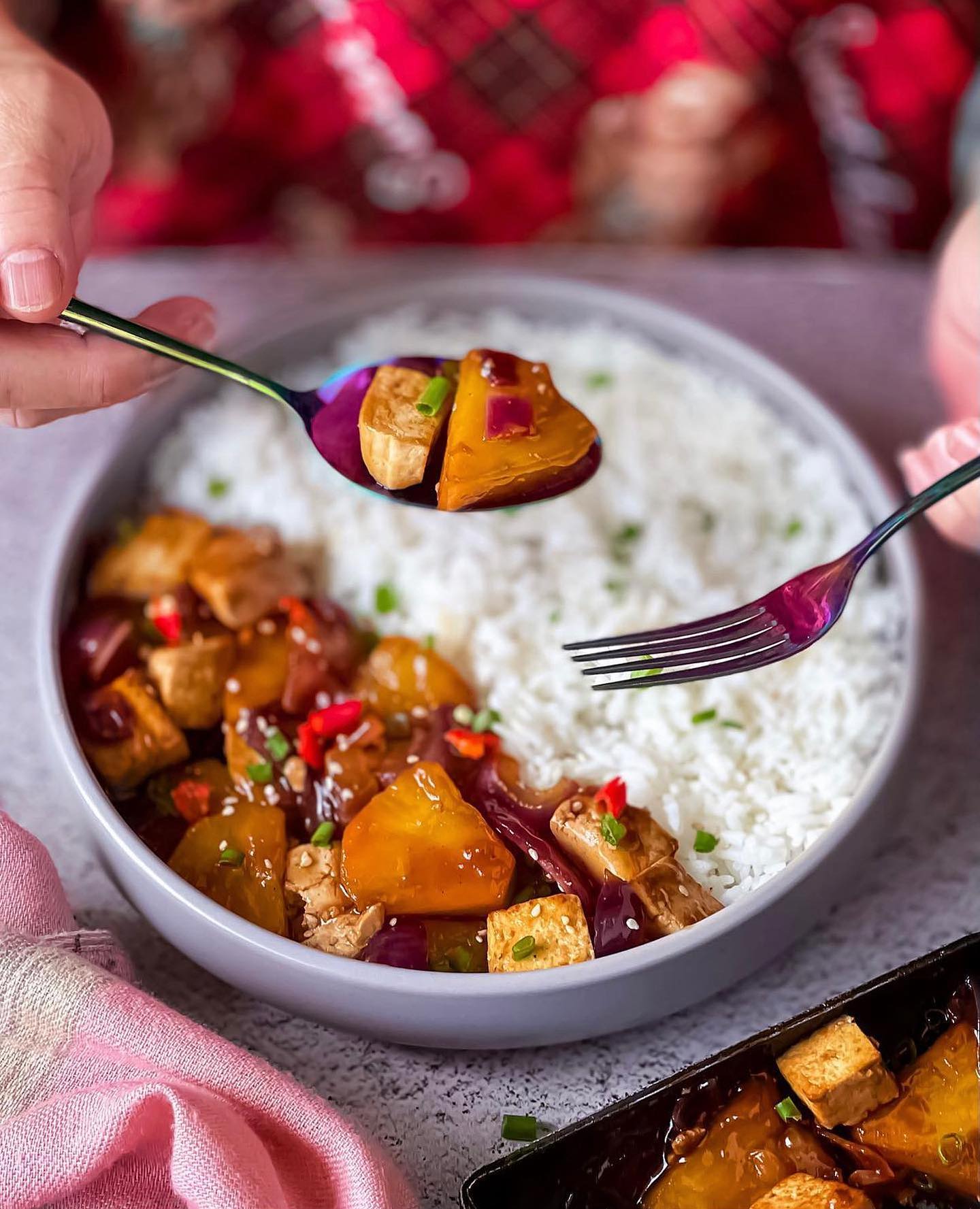 Vegan Pineapple Stir Fry with Baked Tofu