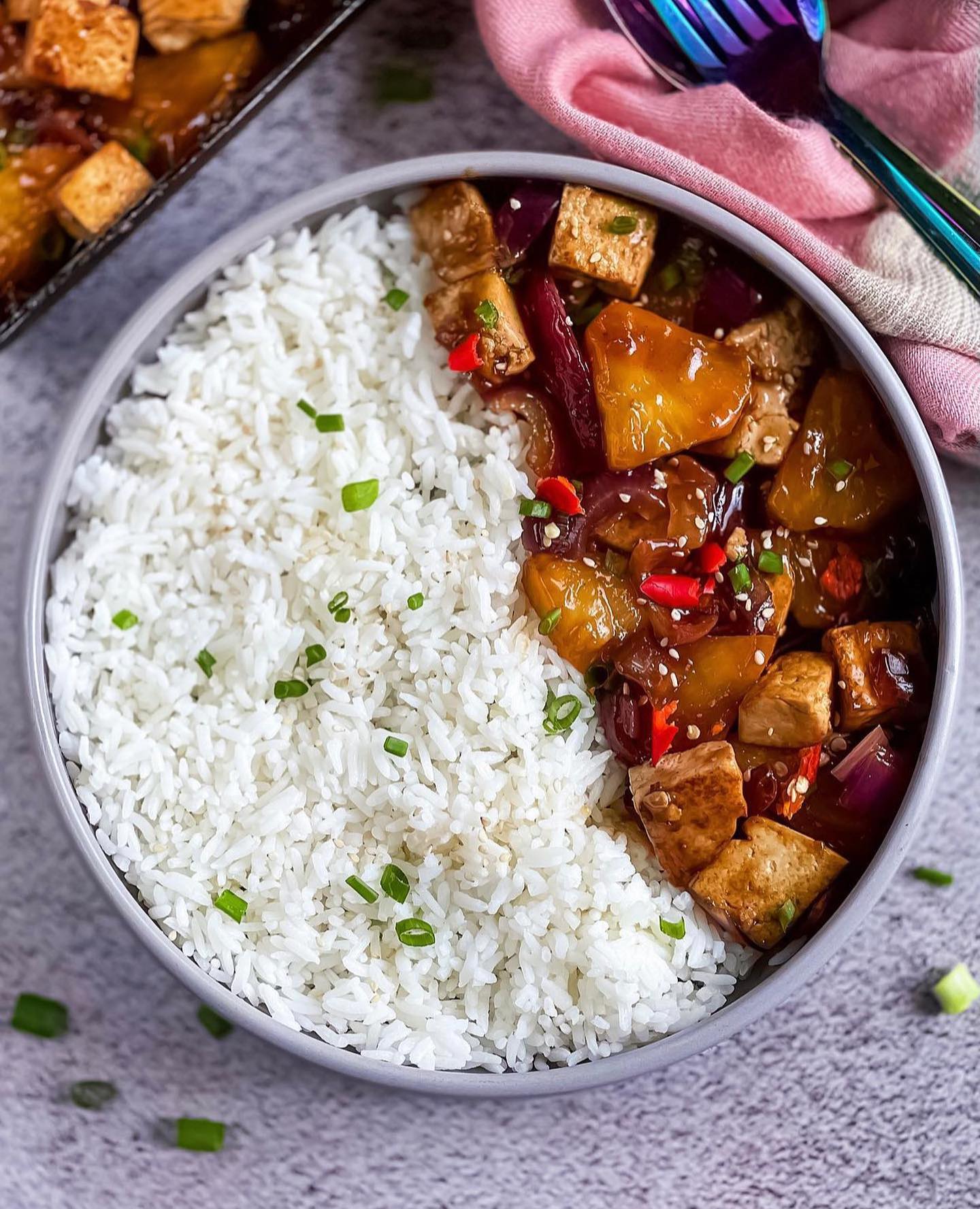 Vegan Pineapple Stir Fry with Baked Tofu