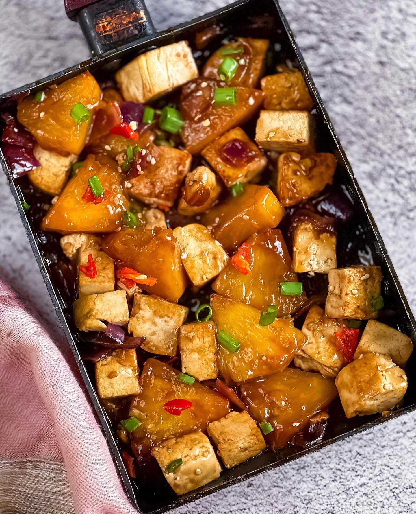 Vegan Pineapple Stir Fry with Baked Tofu