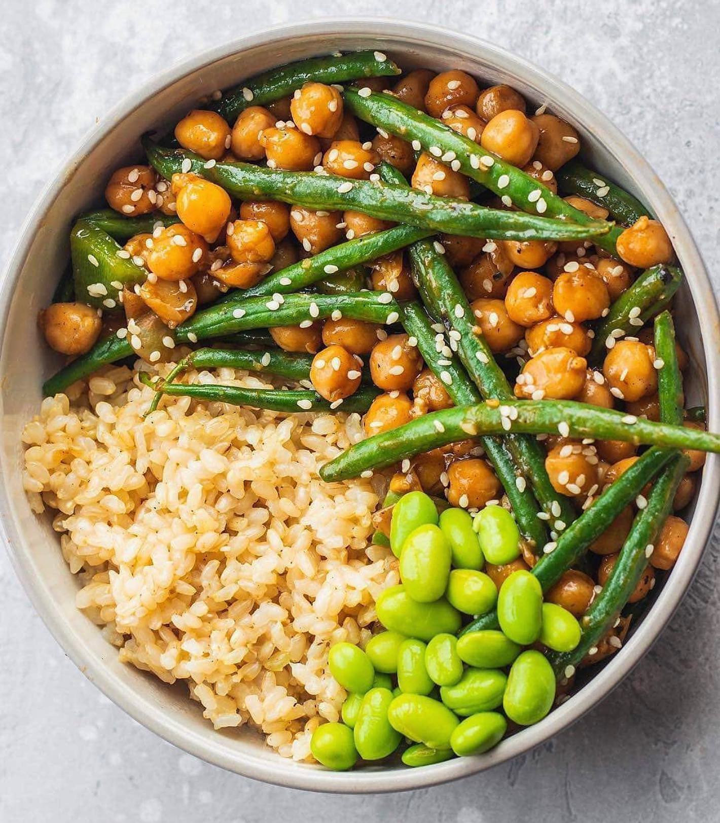 Sweet and Sour Chickpea Green Bean Bowl