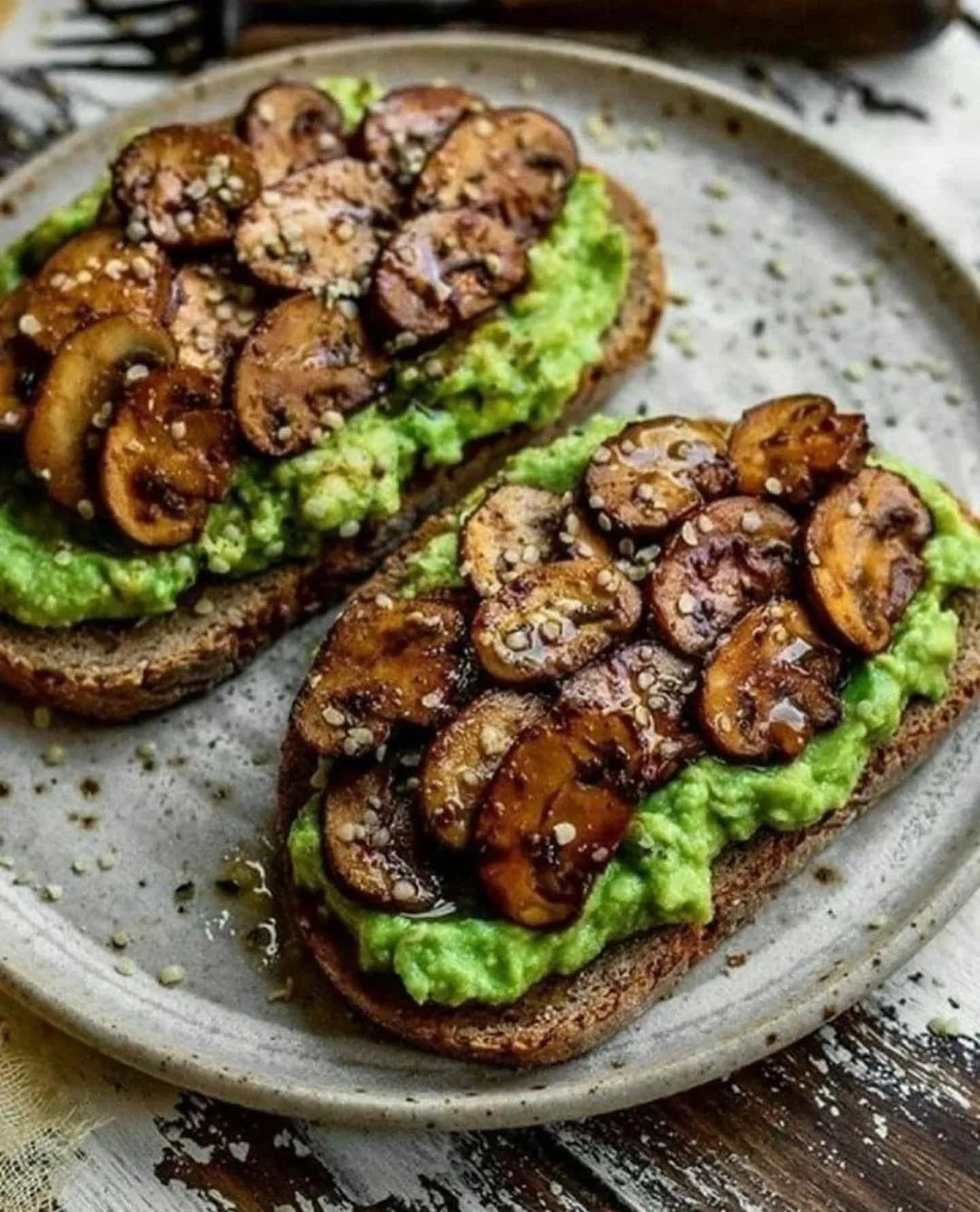 Garlicky Mushroom and Avocado Toast
