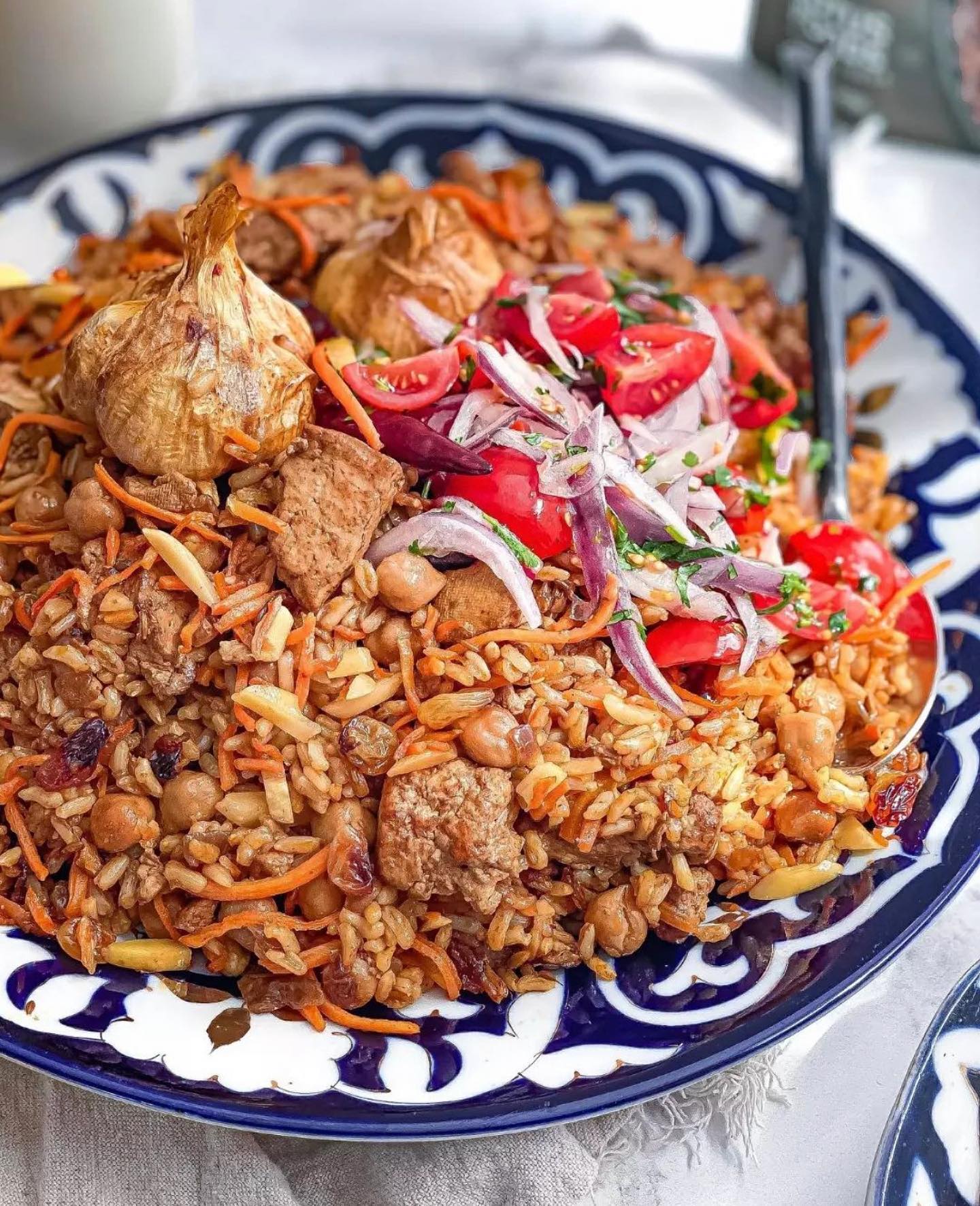Delicious Uzbek Palov with Tofu and Rice
