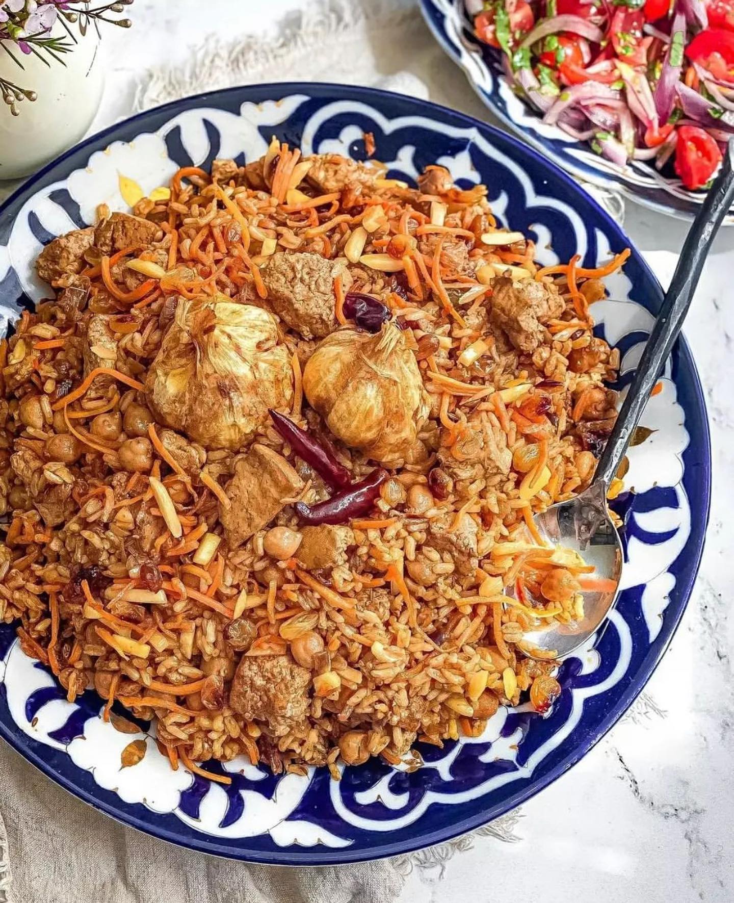 Delicious Uzbek Palov with Tofu and Rice