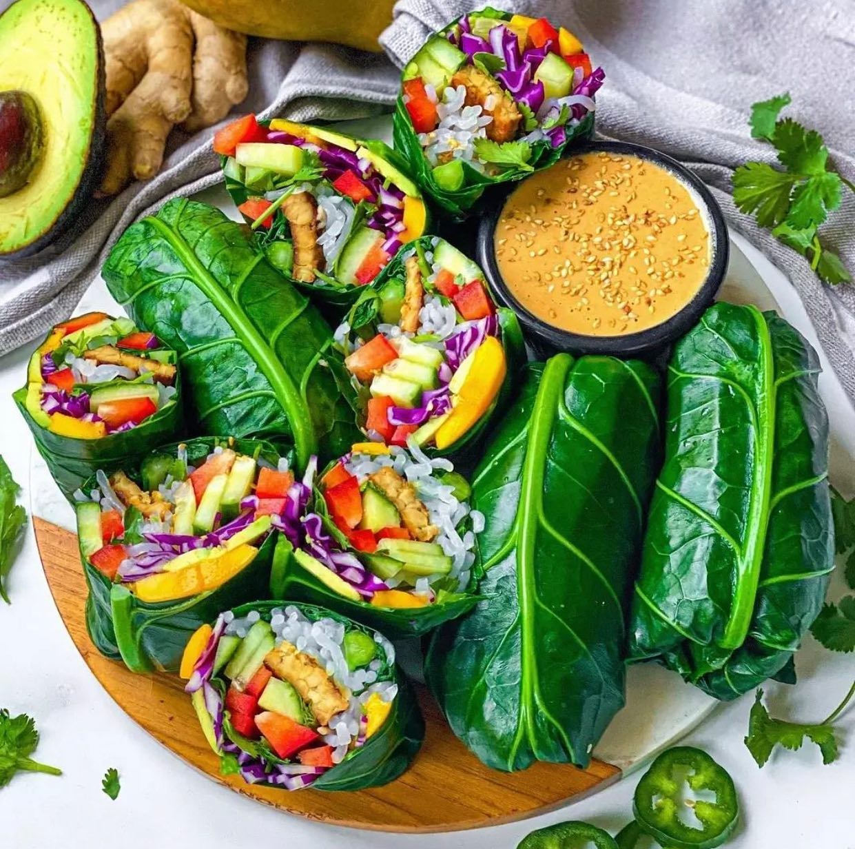 Vegan Buffalo Chicken Rainbow Wraps