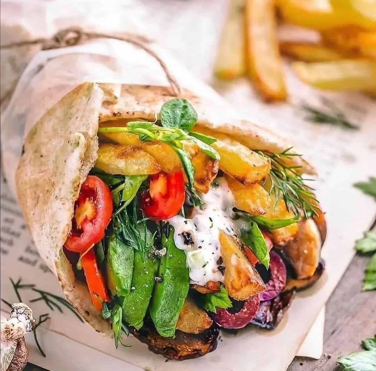 Vegan Tzatziki Vegetable Wrap
