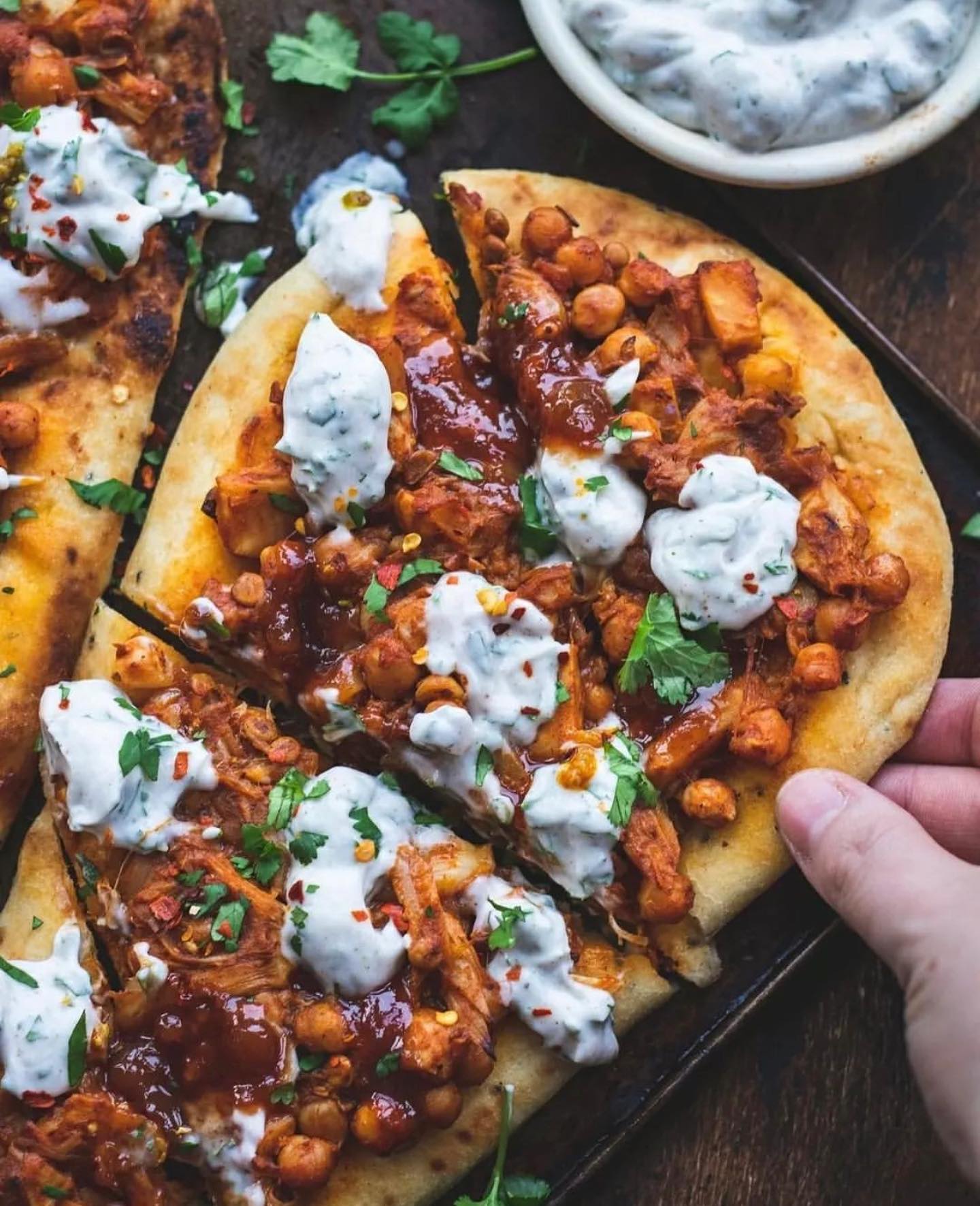Curried Jackfruit & Chickpea Naan Pizza