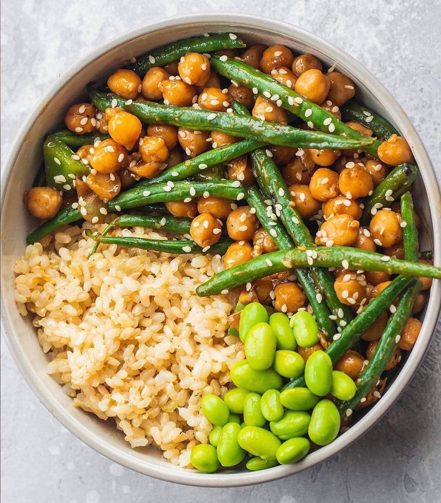 Sweet and Sour Chickpeas and Green Beans Bowl