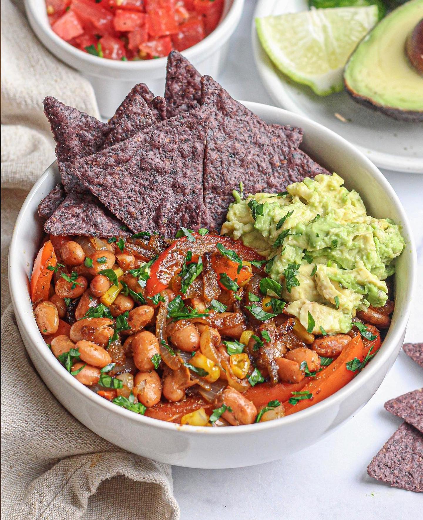 Veggie Fajita Bowl with Fresh Salsa and Avocado