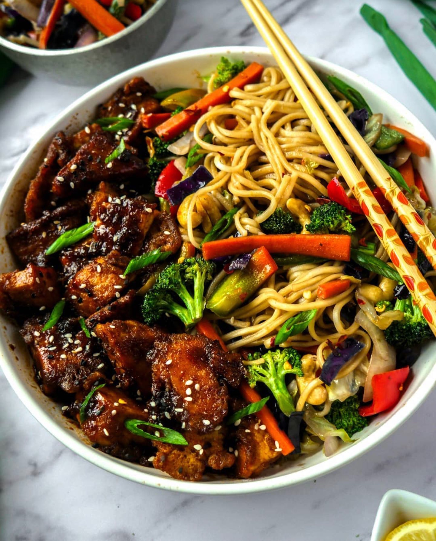 Vegetable Lo Mein with Gochujang Tofu