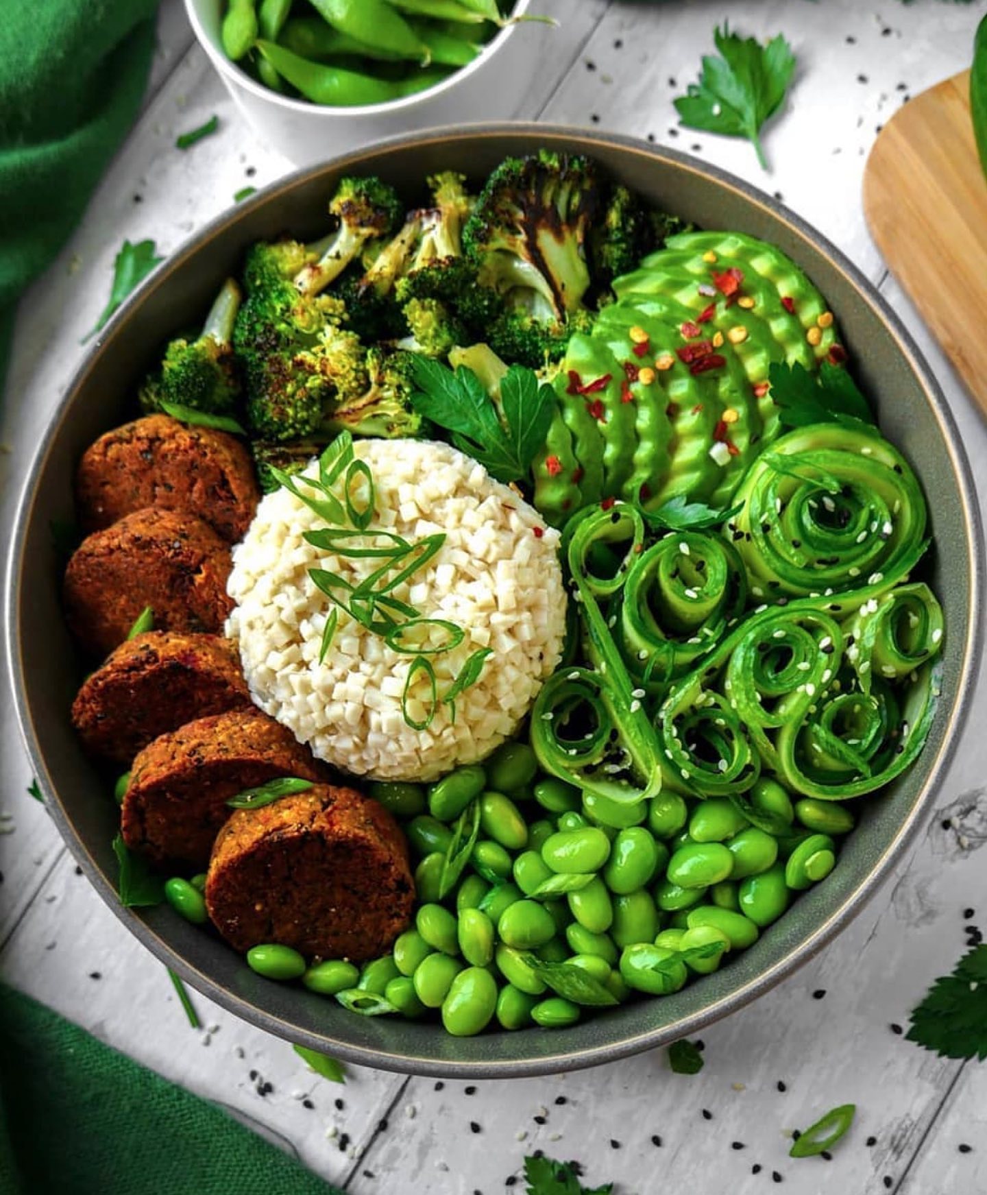 Vegan Nourish Bowl with Chickpea Burgers