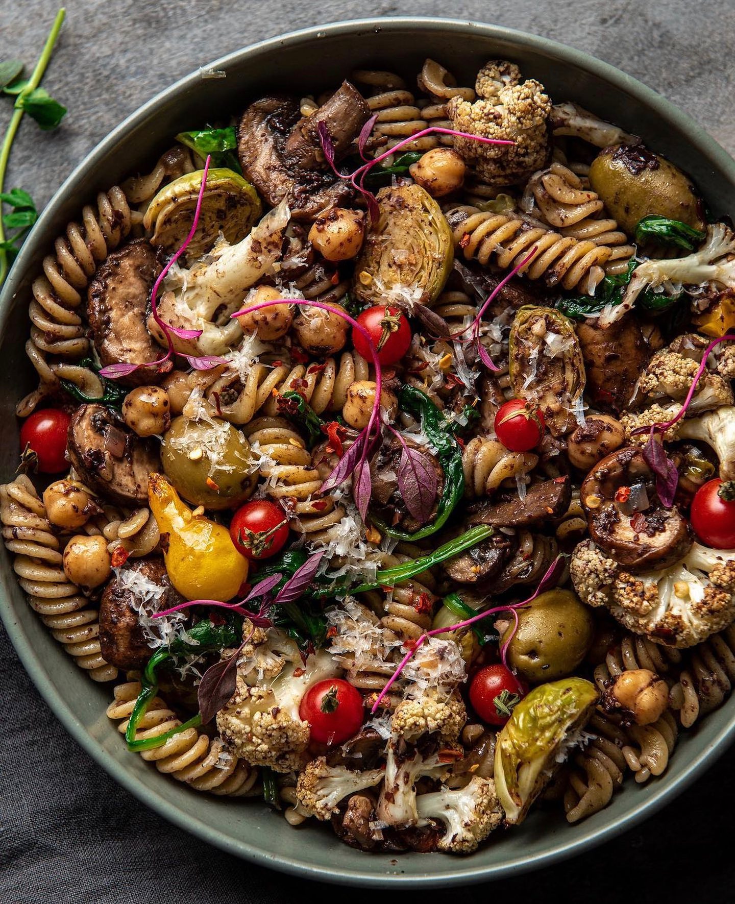Black Olive Tapenade Fusilli with Roasted Vegetables