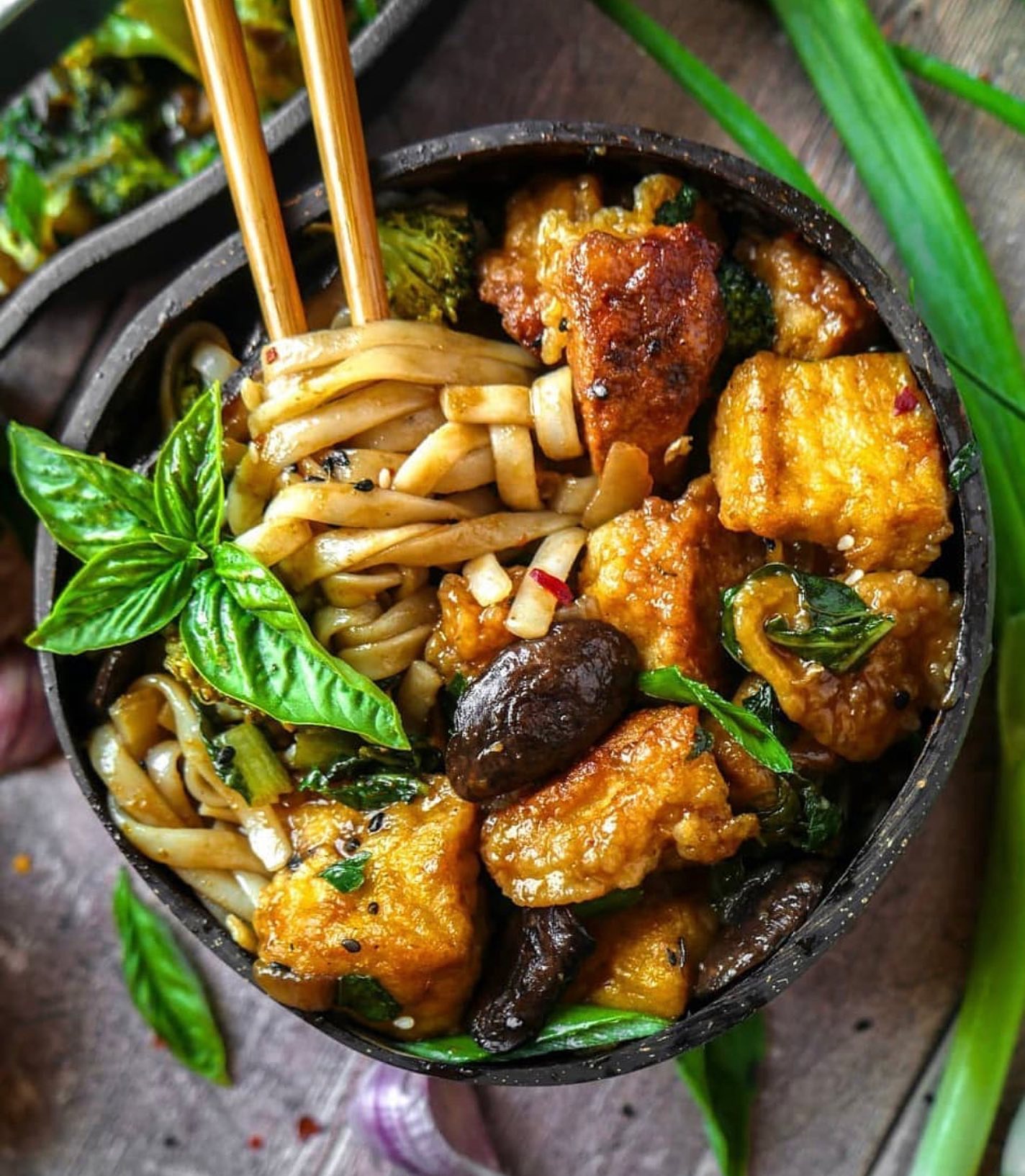 Vegan Sweet and Sour Noodle Stir-Fry with Crispy Tofu