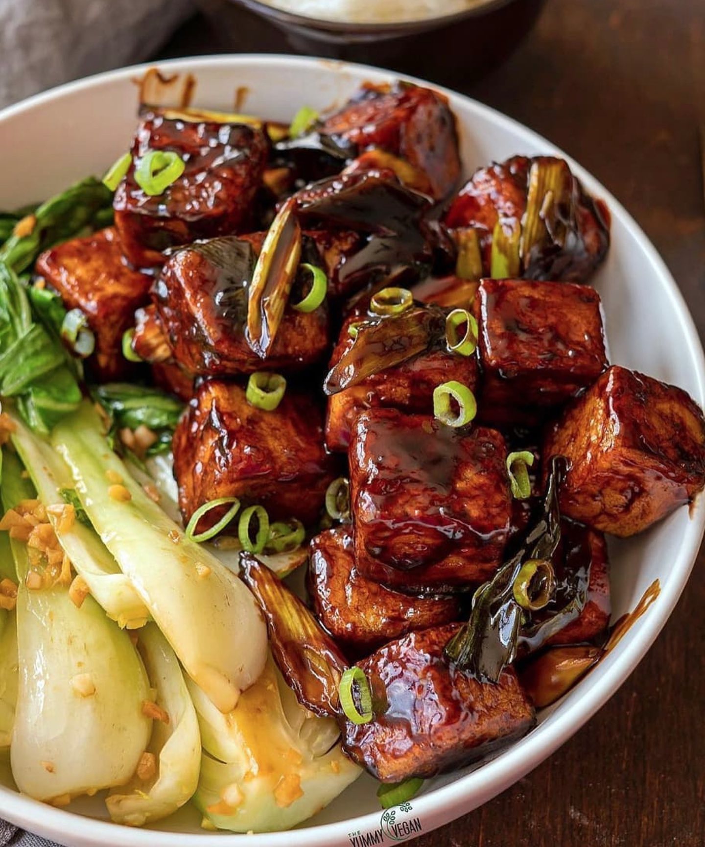Teriyaki Tofu with Garlicky Ginger Bok Choy