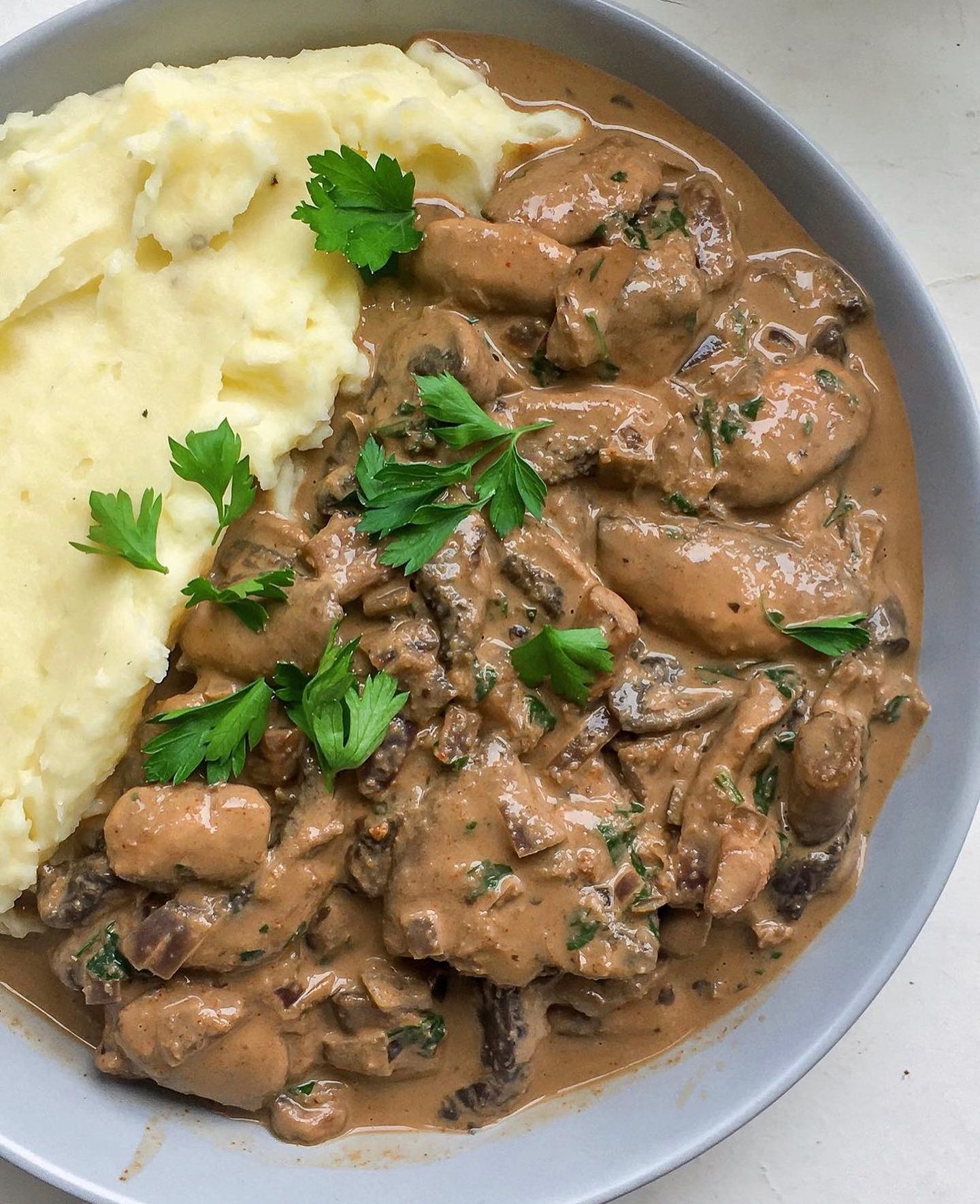 Creamy Mushroom Stroganoff with Vegan Mash