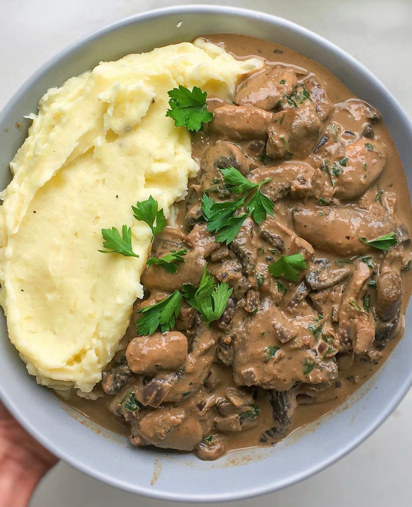 Creamy Mushroom Stroganoff with Vegan Mash