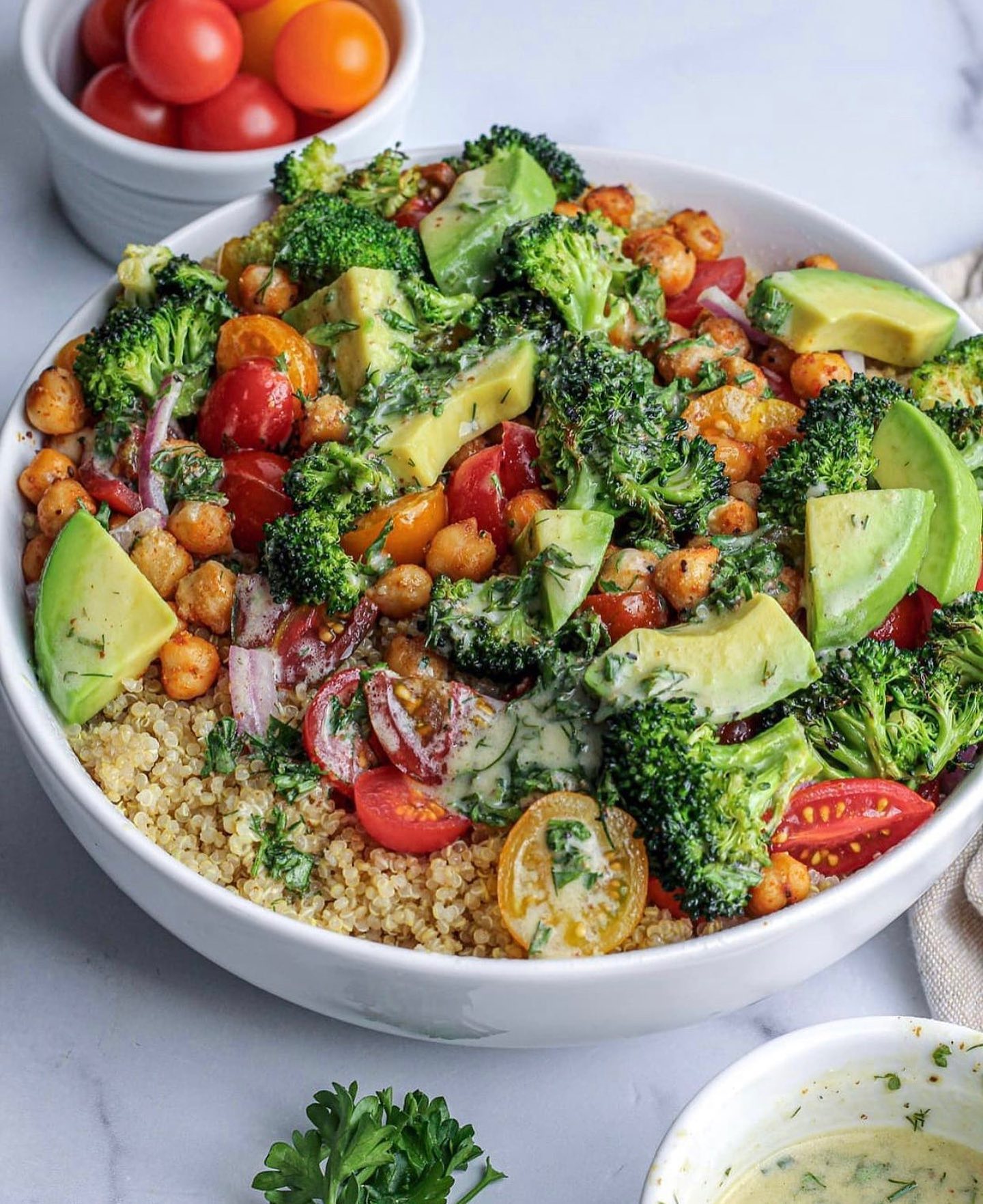 Roasted Broccoli Quinoa Salad with Herb Vinaigrette